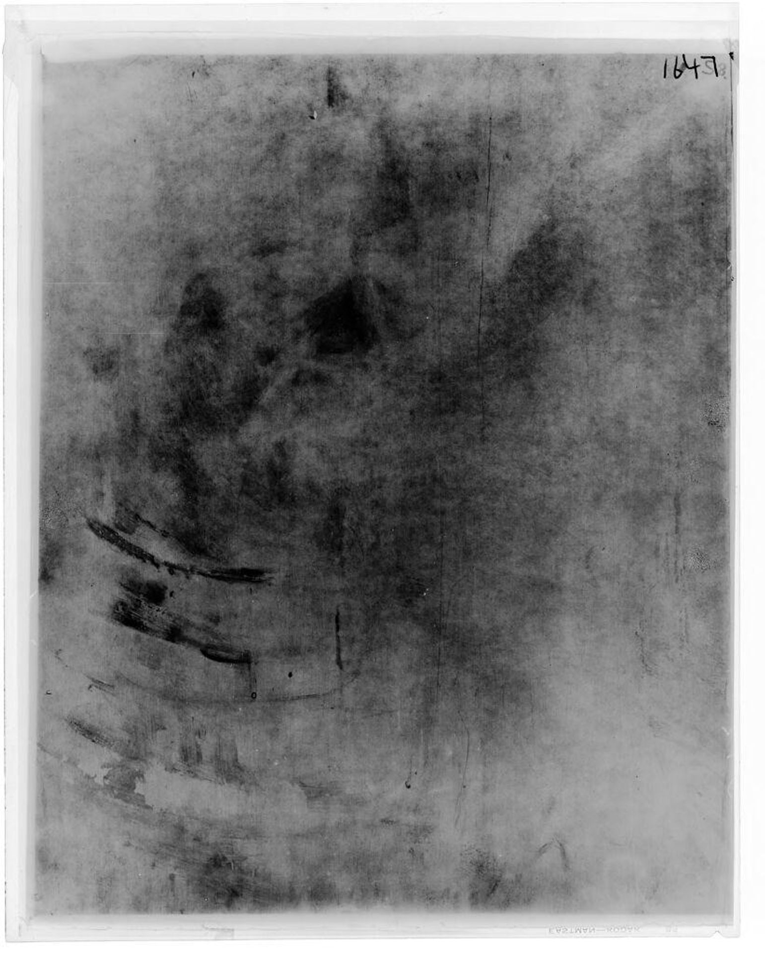 X-radiograph(s) of "Self-Portrait in Plumed Hat" by Artist of original: Rembrandt Harmensz. van Rijn