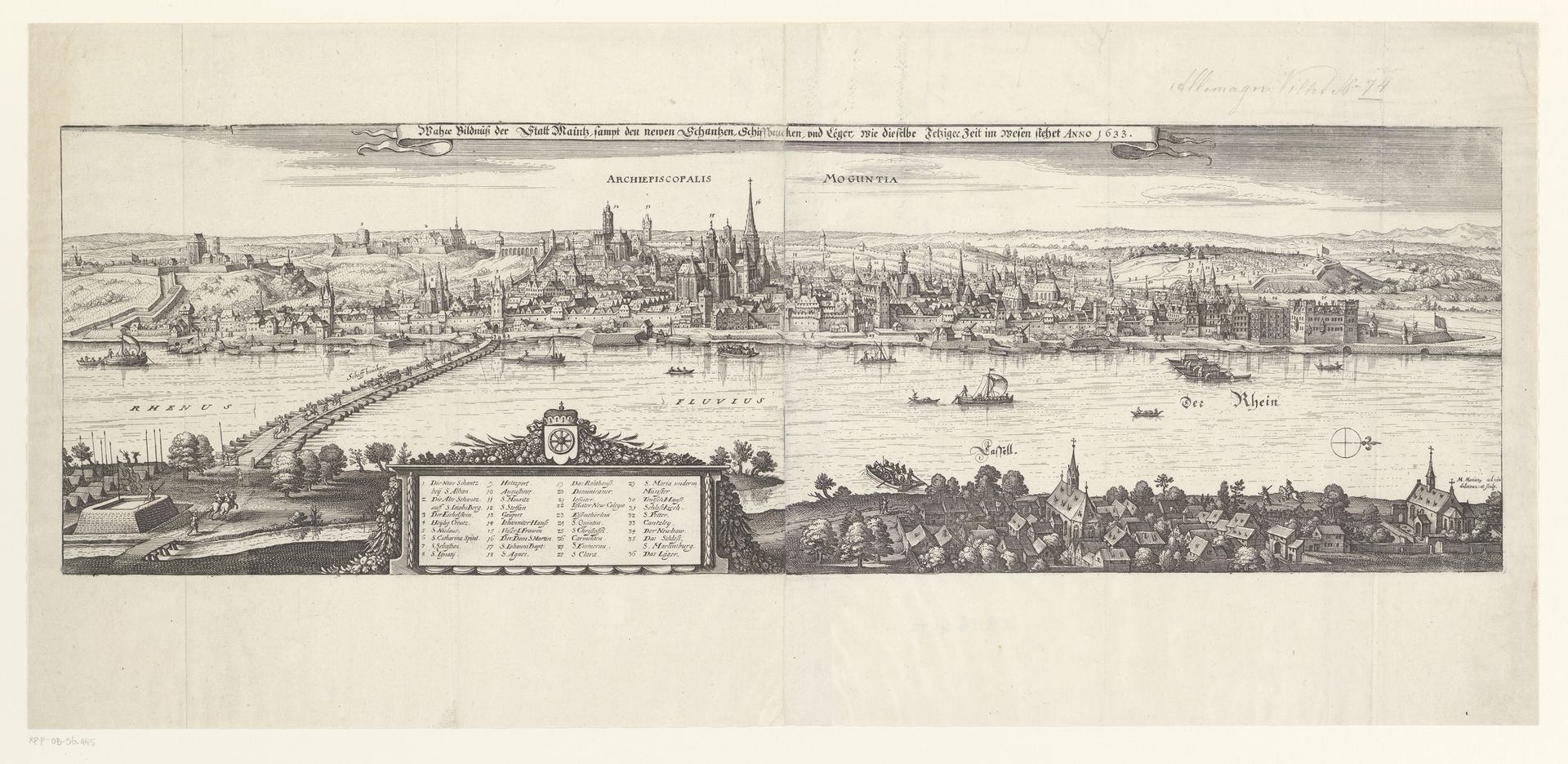 Gezicht op Mainz en de Rijn by Matthäus (I) Merian