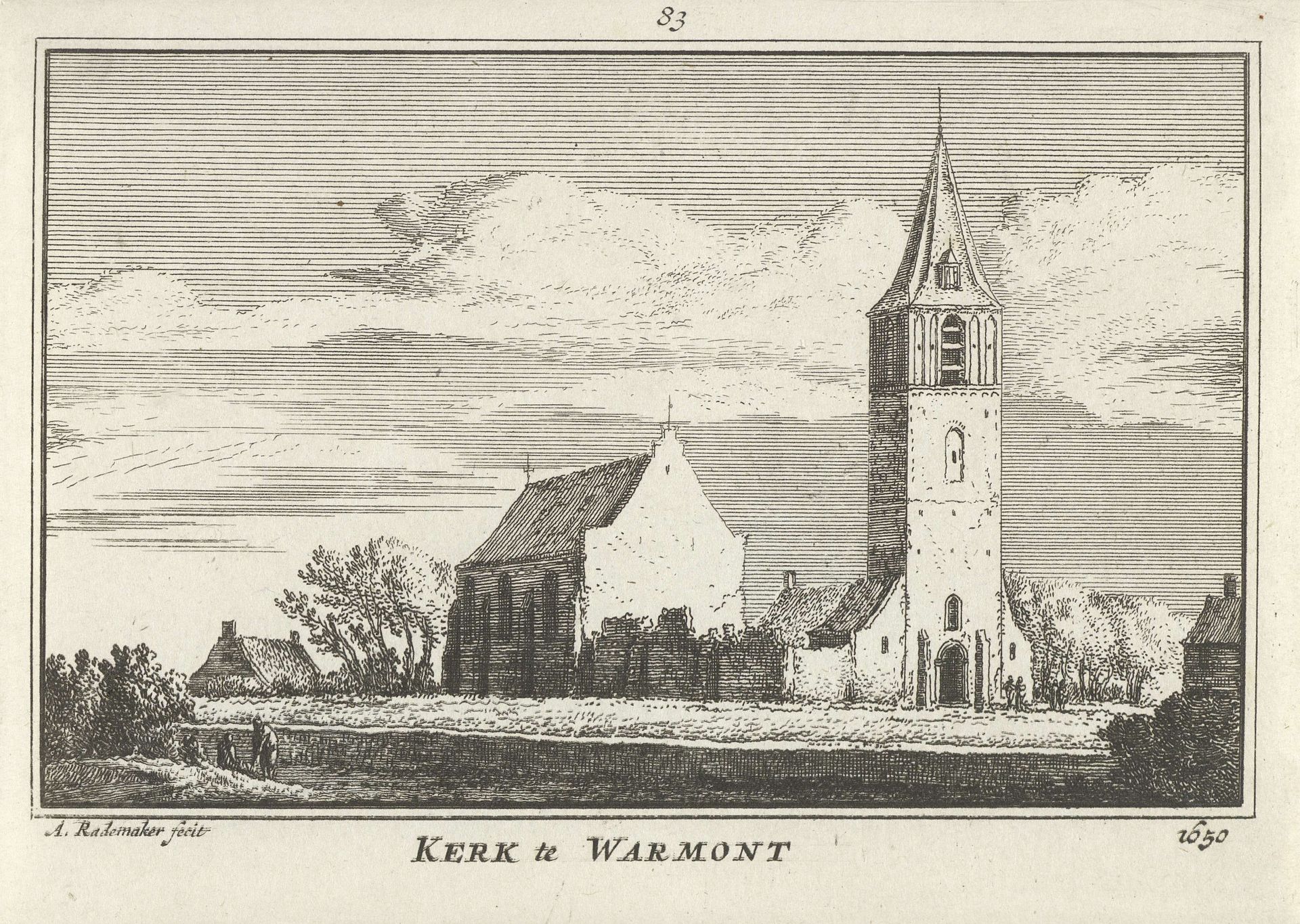 Gezicht op de kerk te Warmond, 1650 by Abraham Rademaker