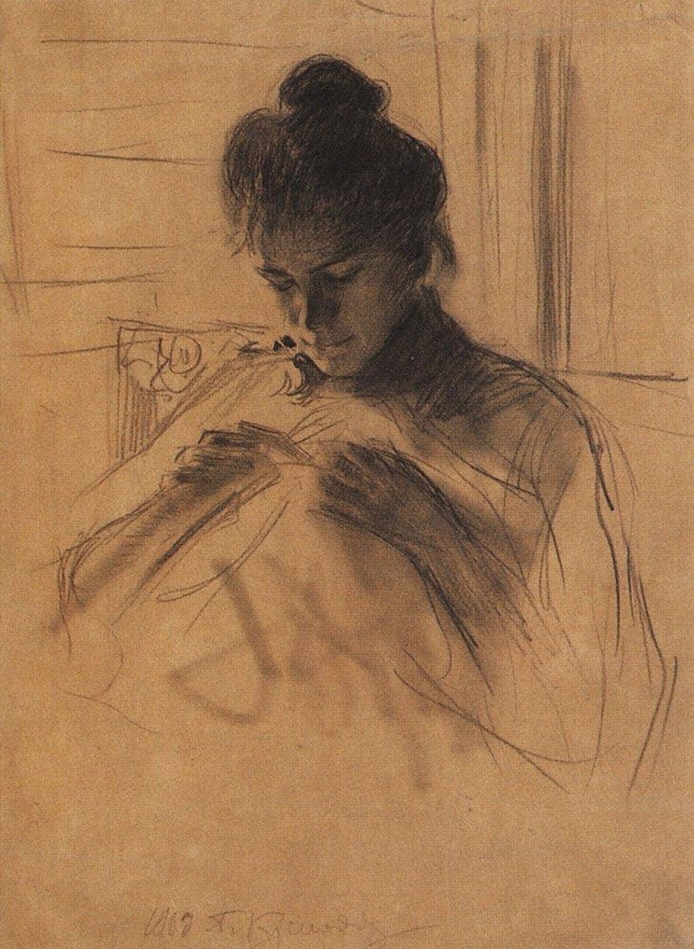 Portrait of Y.E. Kustodieva by Boris Kustodiev