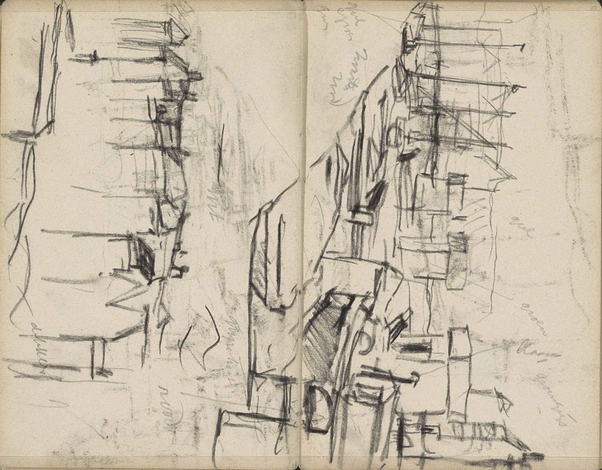 Twee gezichten op het Damrak te Amsterdam by George Hendrik Breitner