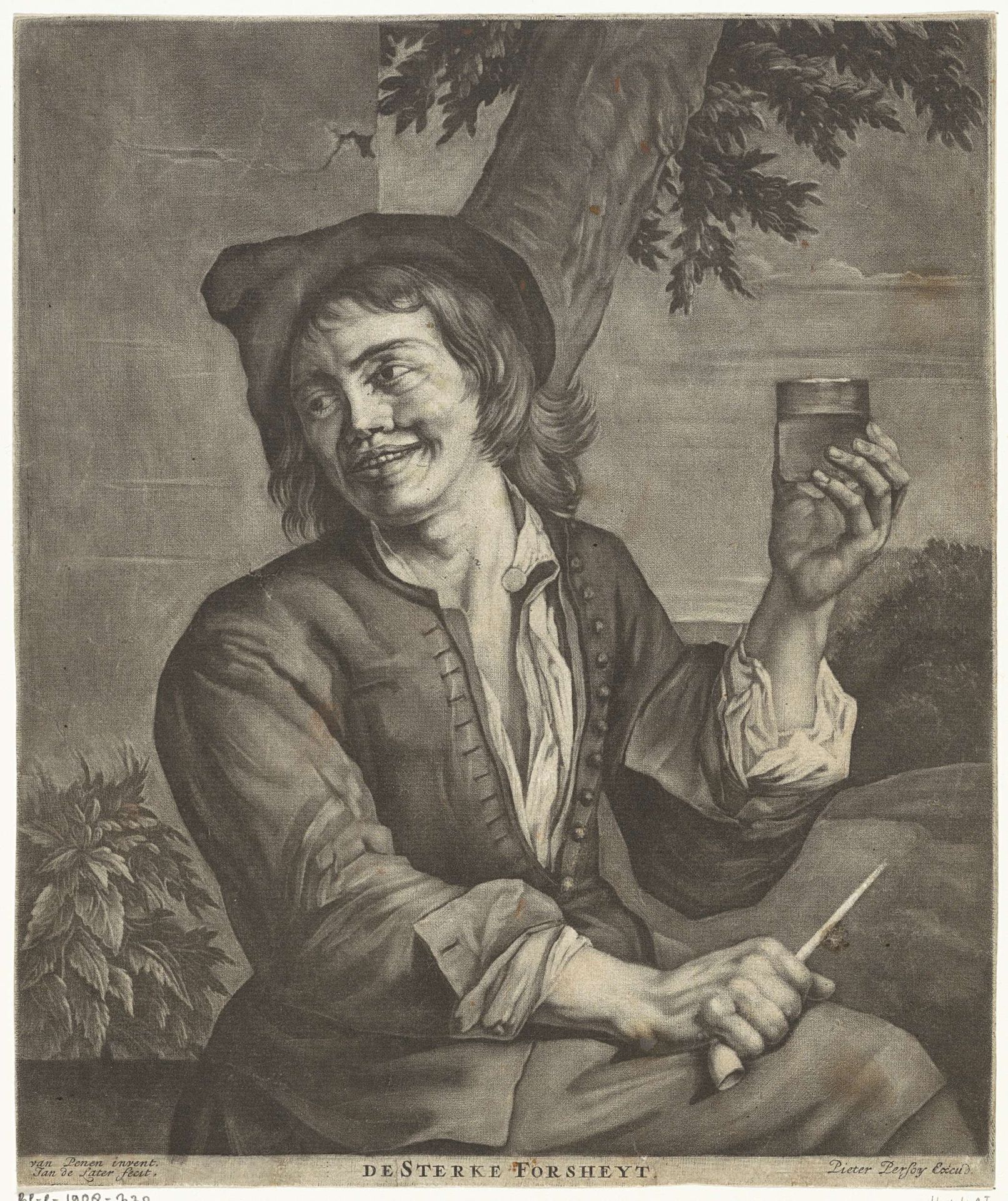 Man met een glas en een pijp by Jan de Later