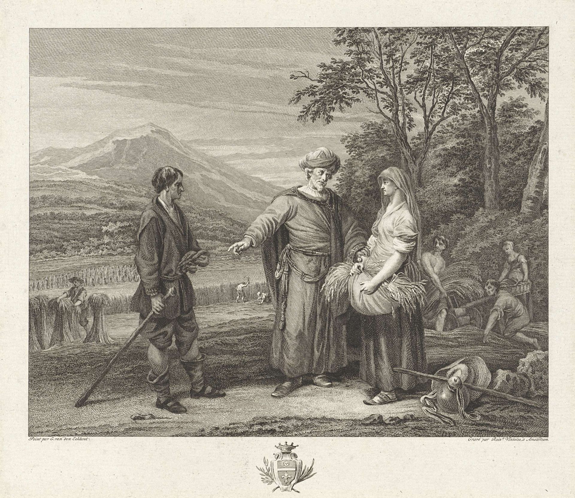Boaz en Ruth by Reinier Vinkeles