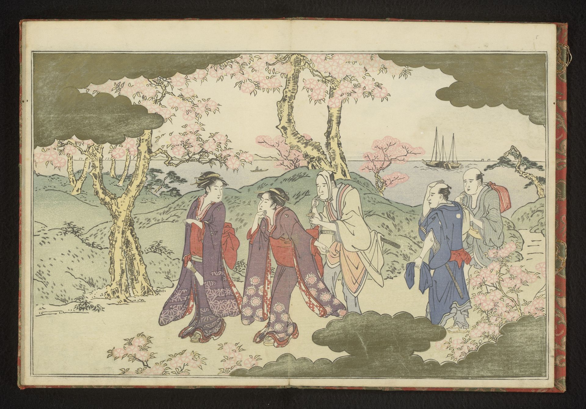 The hills at Gotenyama, Edo, with a view of Edo bay by Kitagawa Utamaro