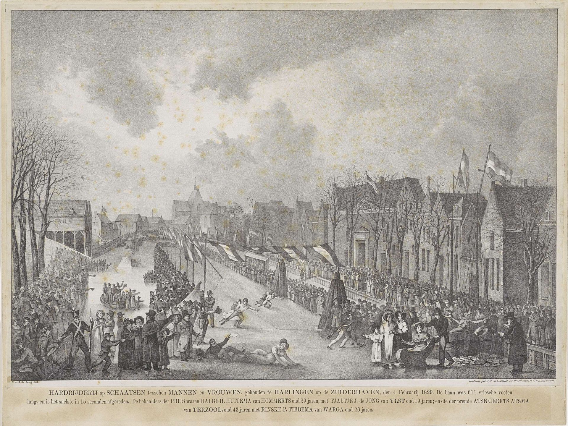 Schaatswedstrijd te Harlingen, 1829 by Anonymous