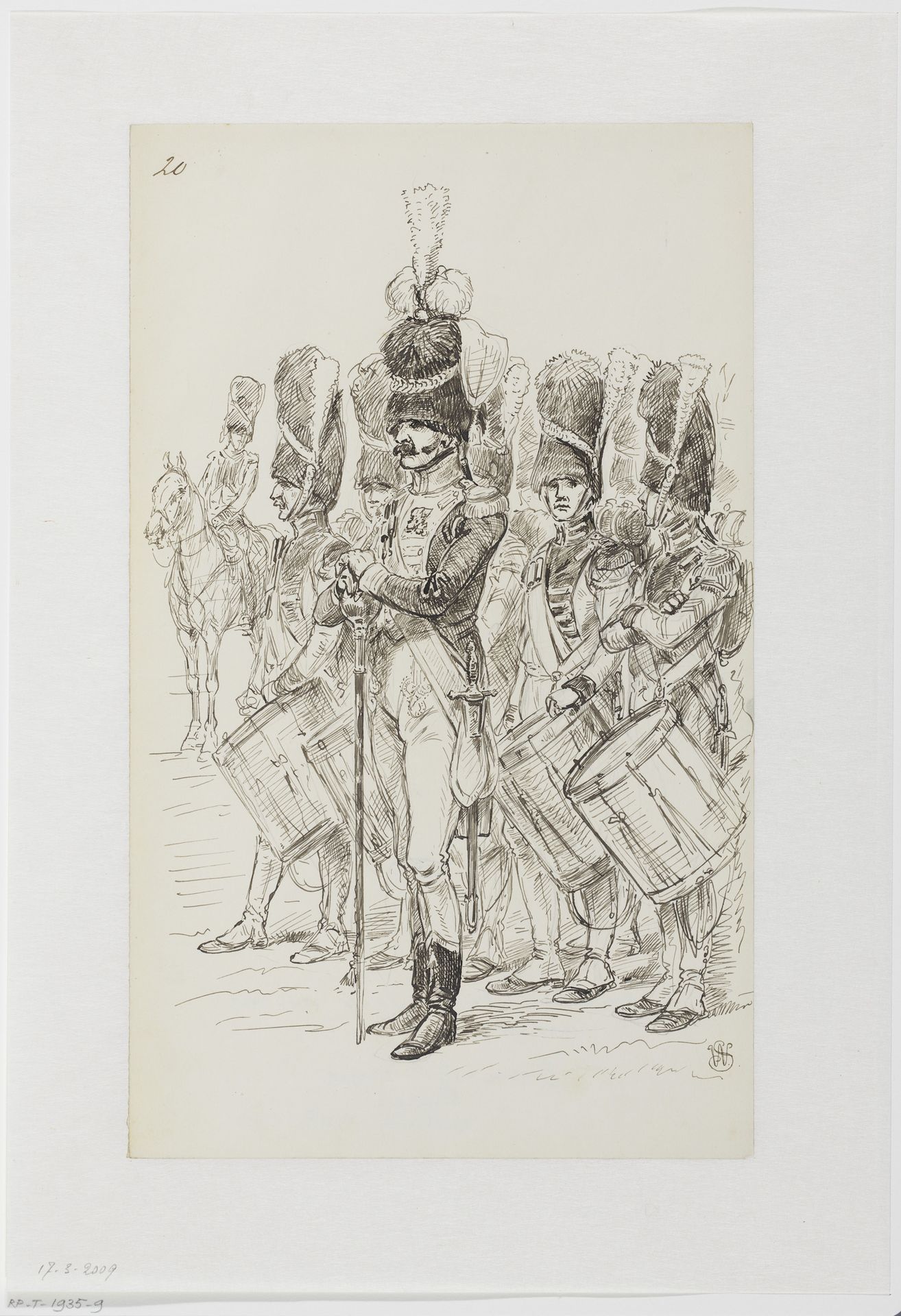 Grenadiers van de Keizerlijke Garde met trommelaars by Willem Constantijn Staring