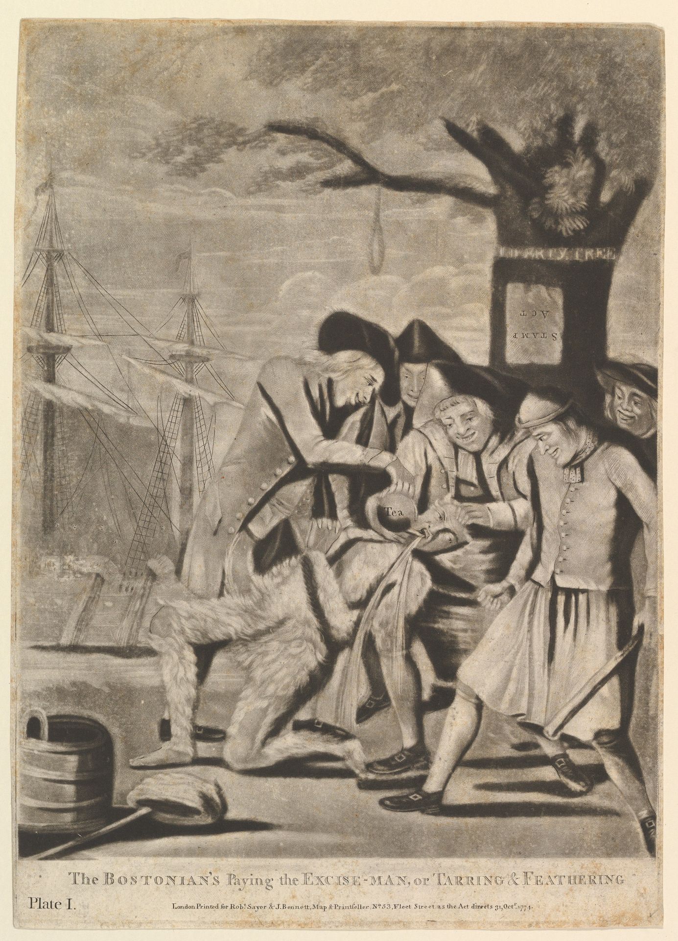 The Bostonians Paying the Excise-Man, or Tarring & Feathering by Philip Dawe