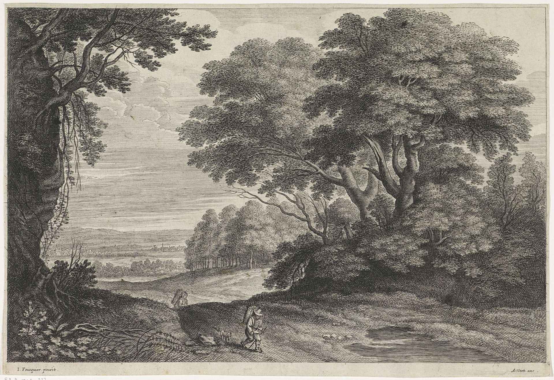 Reizigers in een boslandschap by Alexander (II) Voet