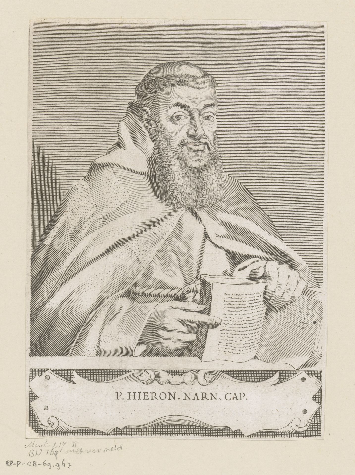 Portret van Girolamo Mautini by Claude Mellan