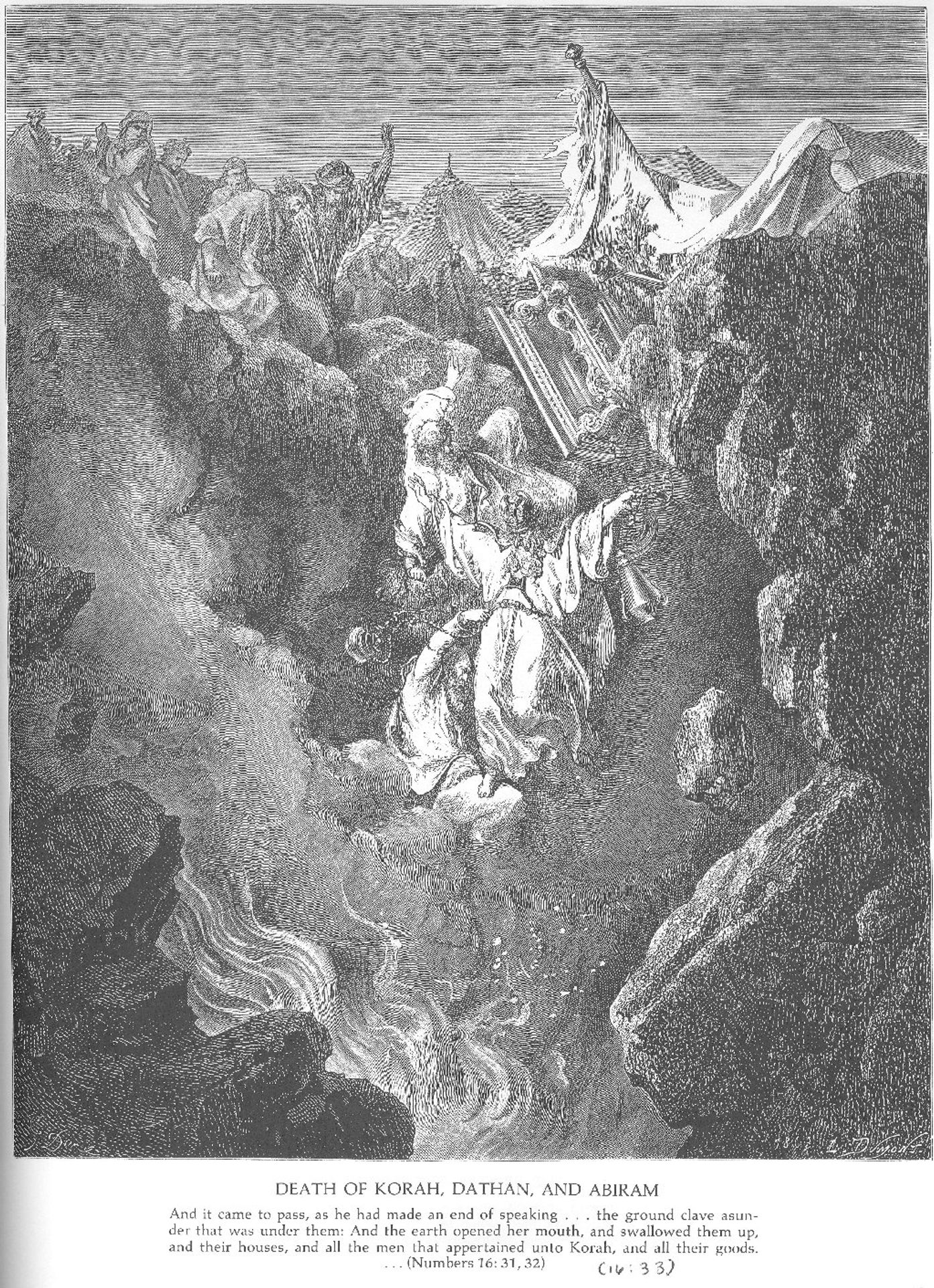 The Death of Korah, Dathan, and Abiram by Gustave Dore