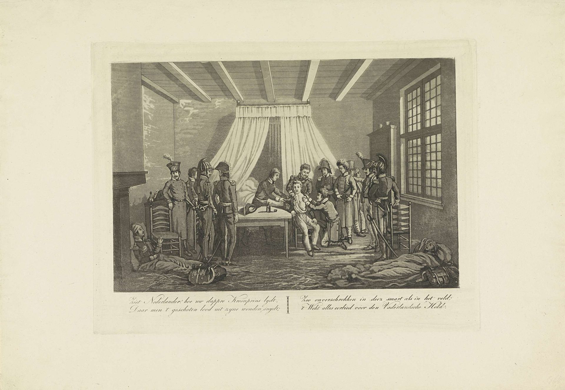 Verzorging van de gewonde prins van Oranje, 1815 by Anonymous
