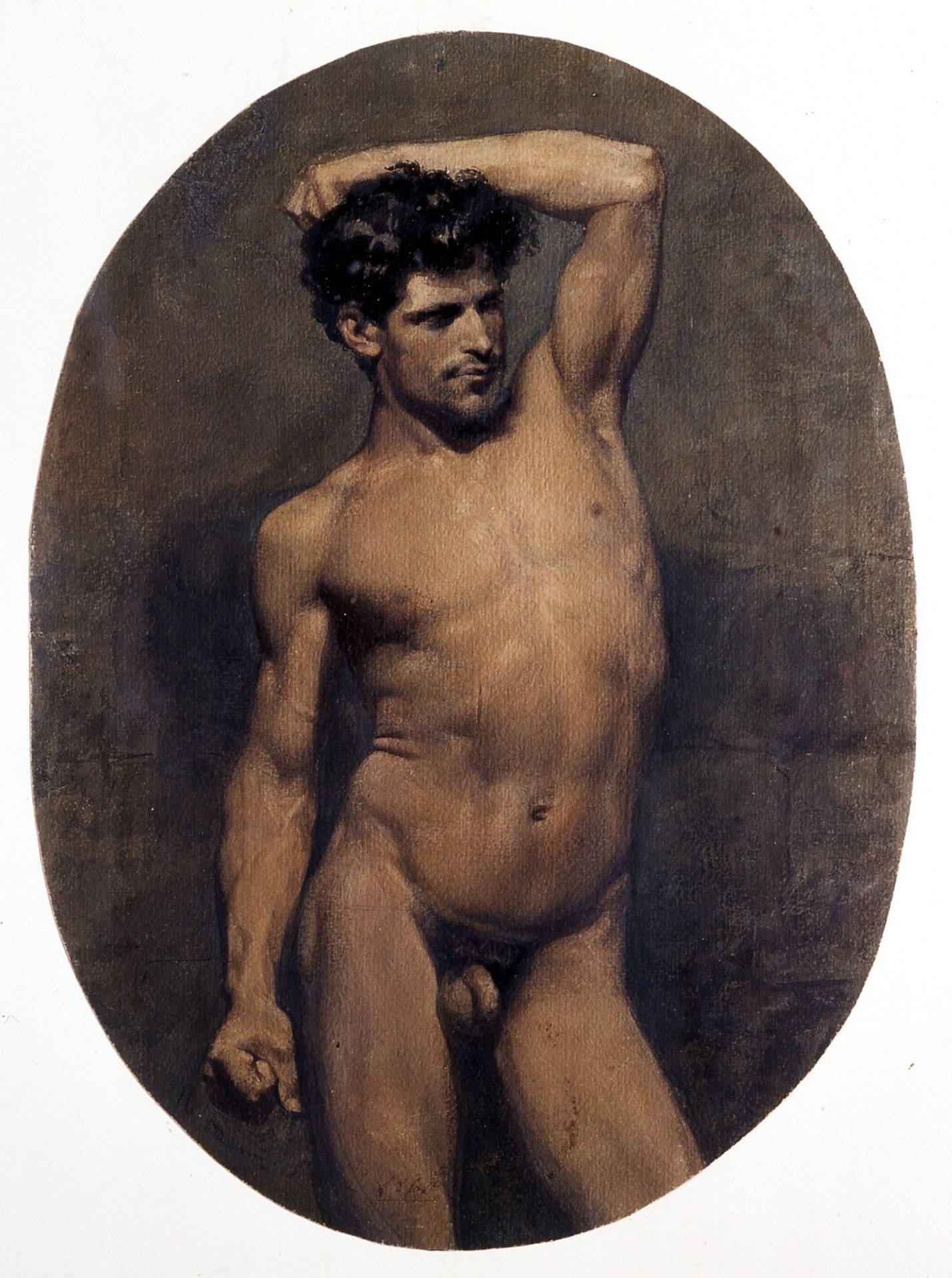 Naked male, a fighter by Mariano Fortuny Marsal