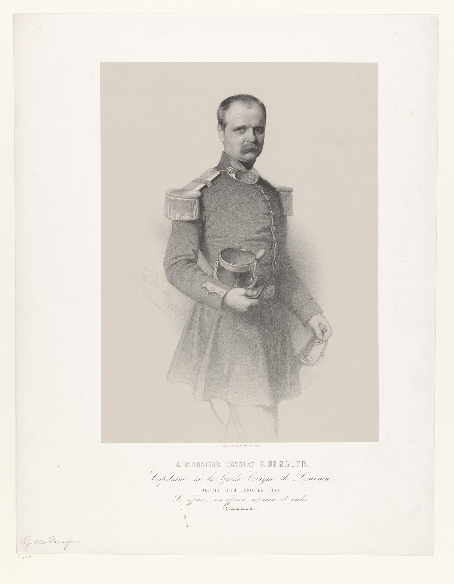 Portret van G. de Bruyn by Joseph Schubert