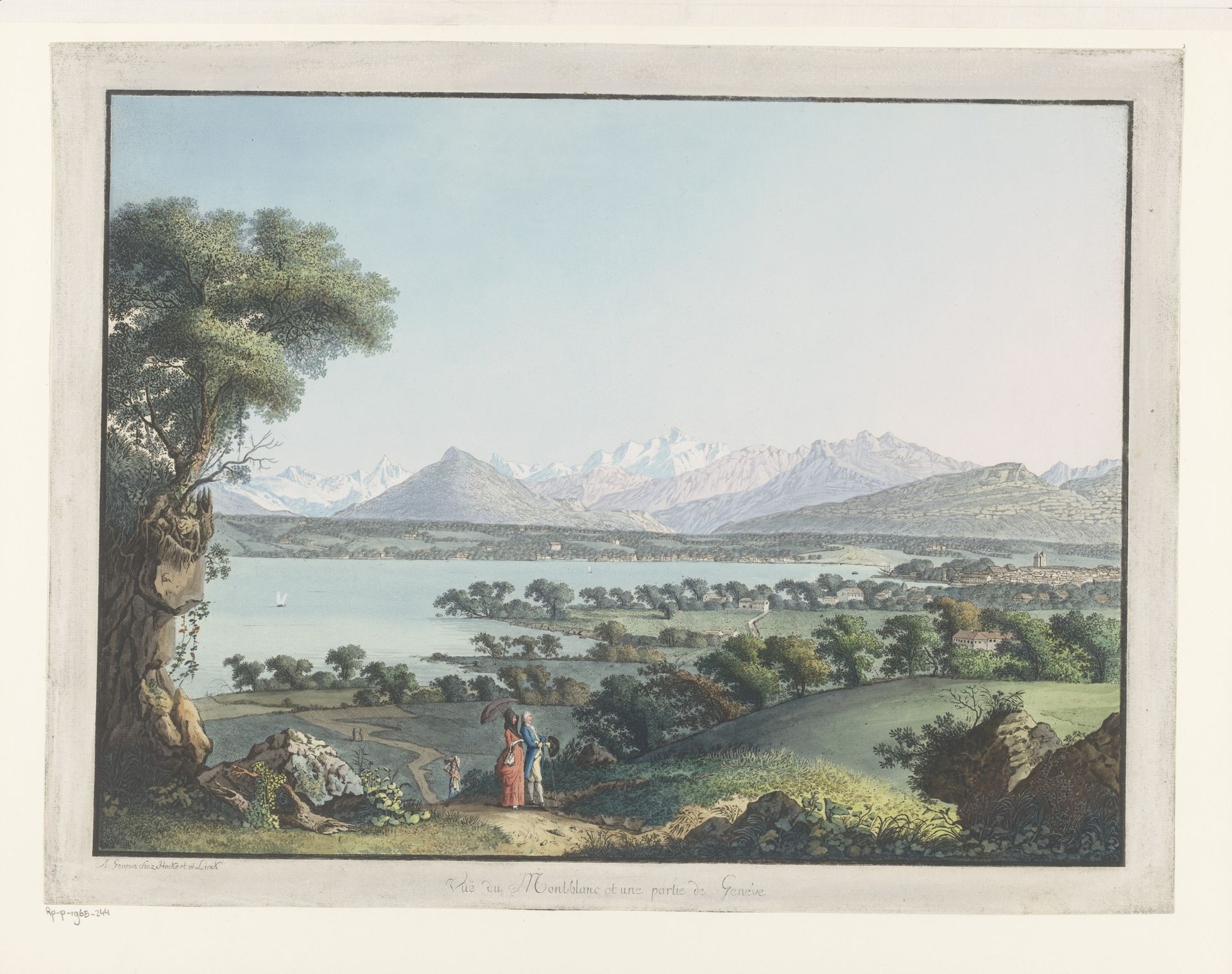 Gezicht op Genève met de Mont-Blanc in de verte by Carl Ludwig Hackert