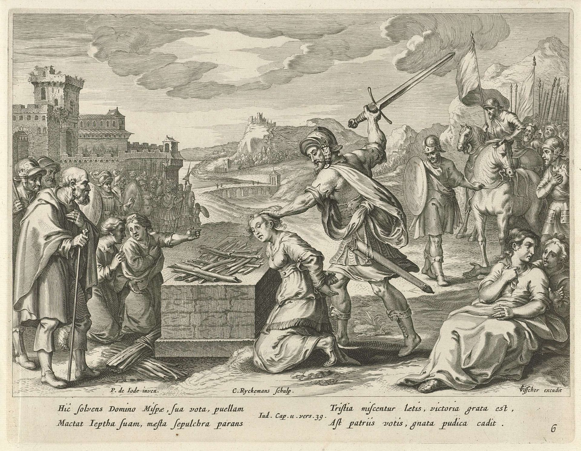 Jefta offert zijn dochter by Nicolaes Ryckmans