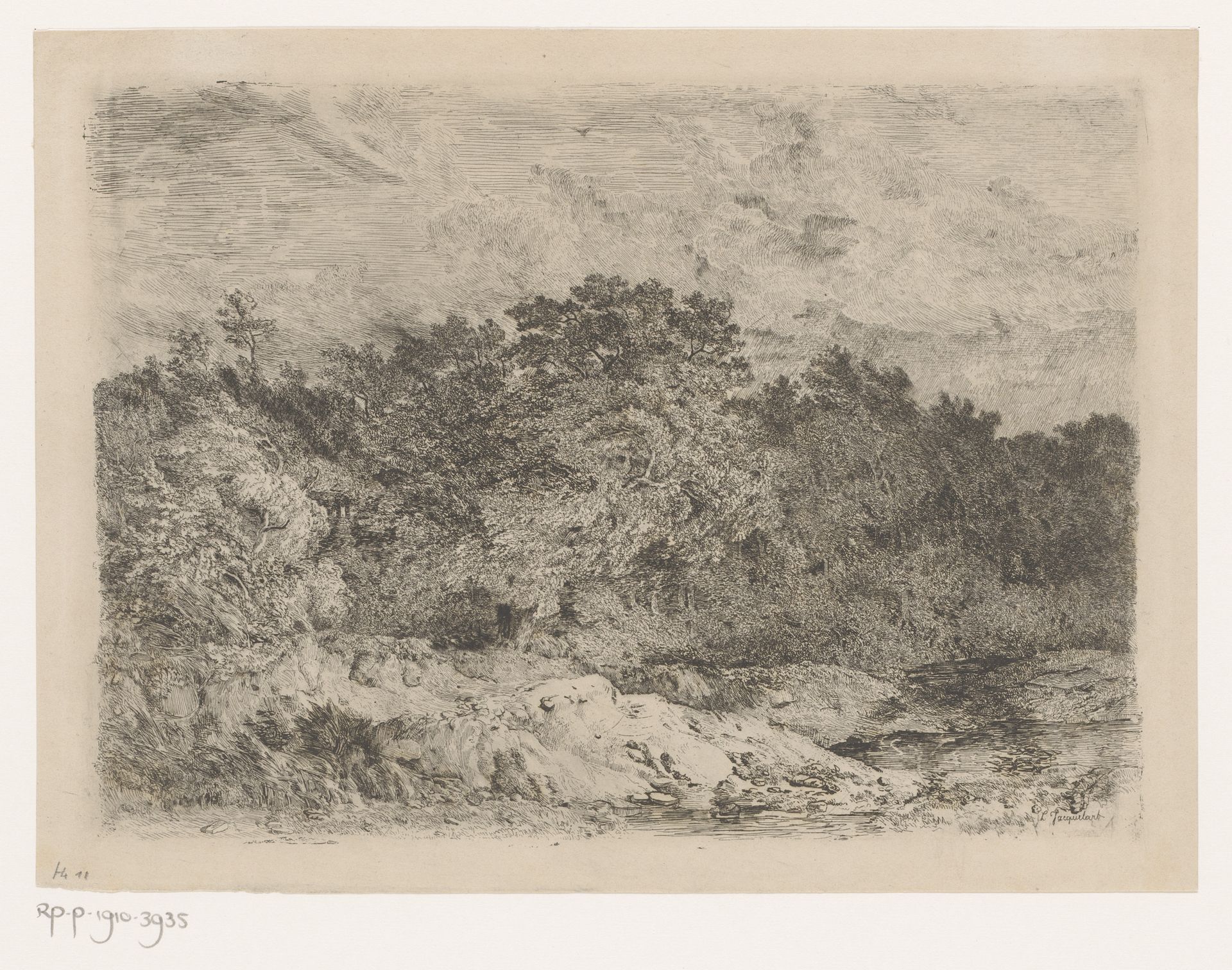 Heuvelachtig landschap met bomen in de wind by Lambert Jacquelart