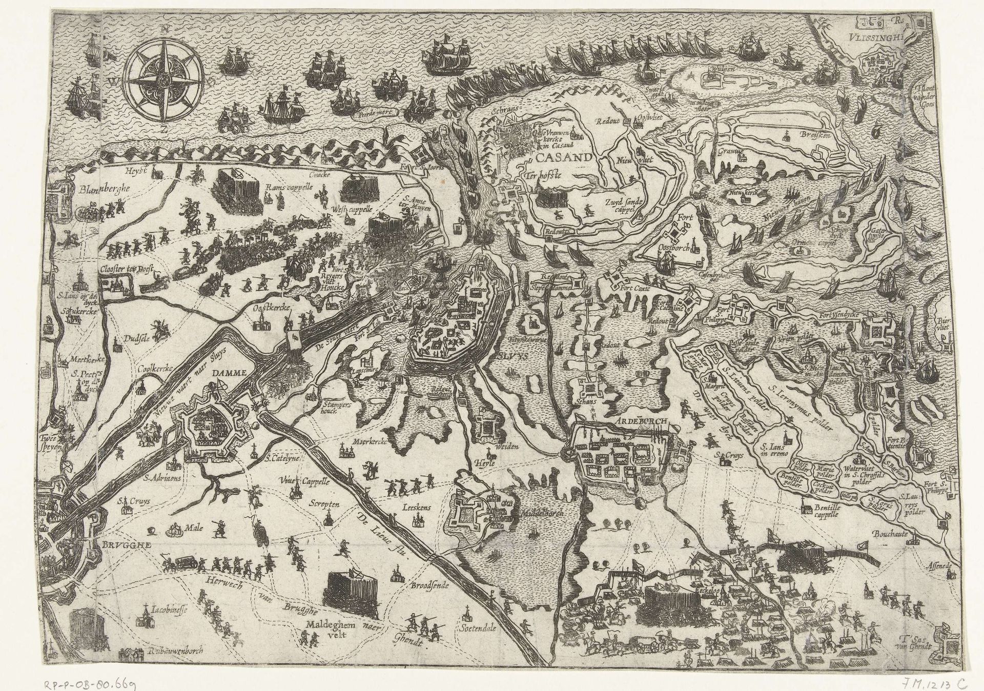 Kaart van het beleg van Sluis door het Staatse leger onder Maurits, 1604 by Anonymous