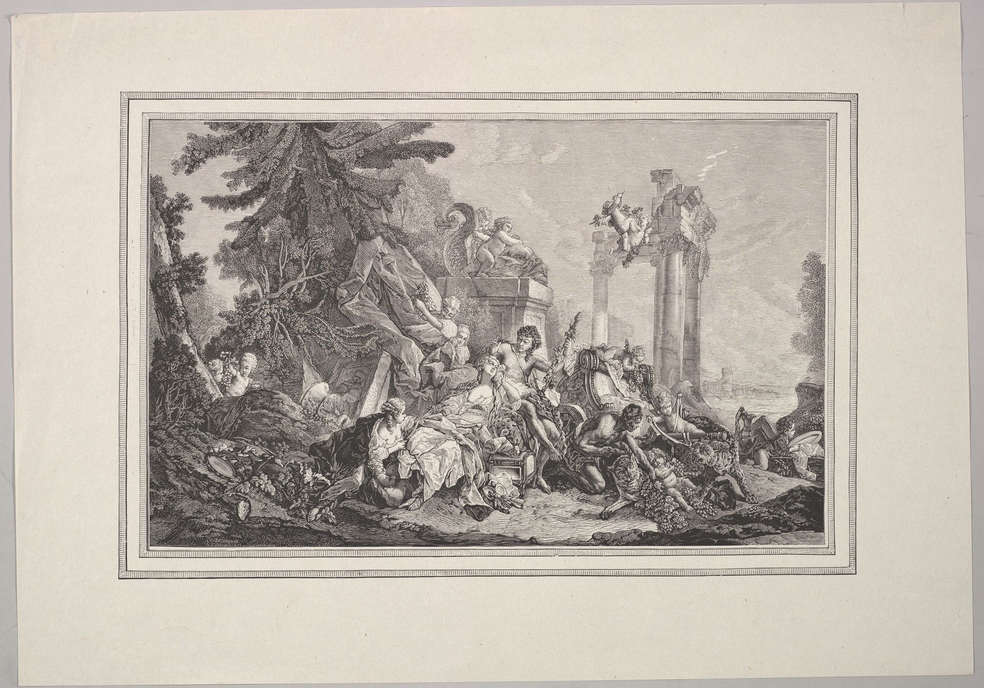 Wood Engraving of a Tapestry of Bacchus and Ariadne, from Amours des Dieux (Loves of the Gods) by Anonymous