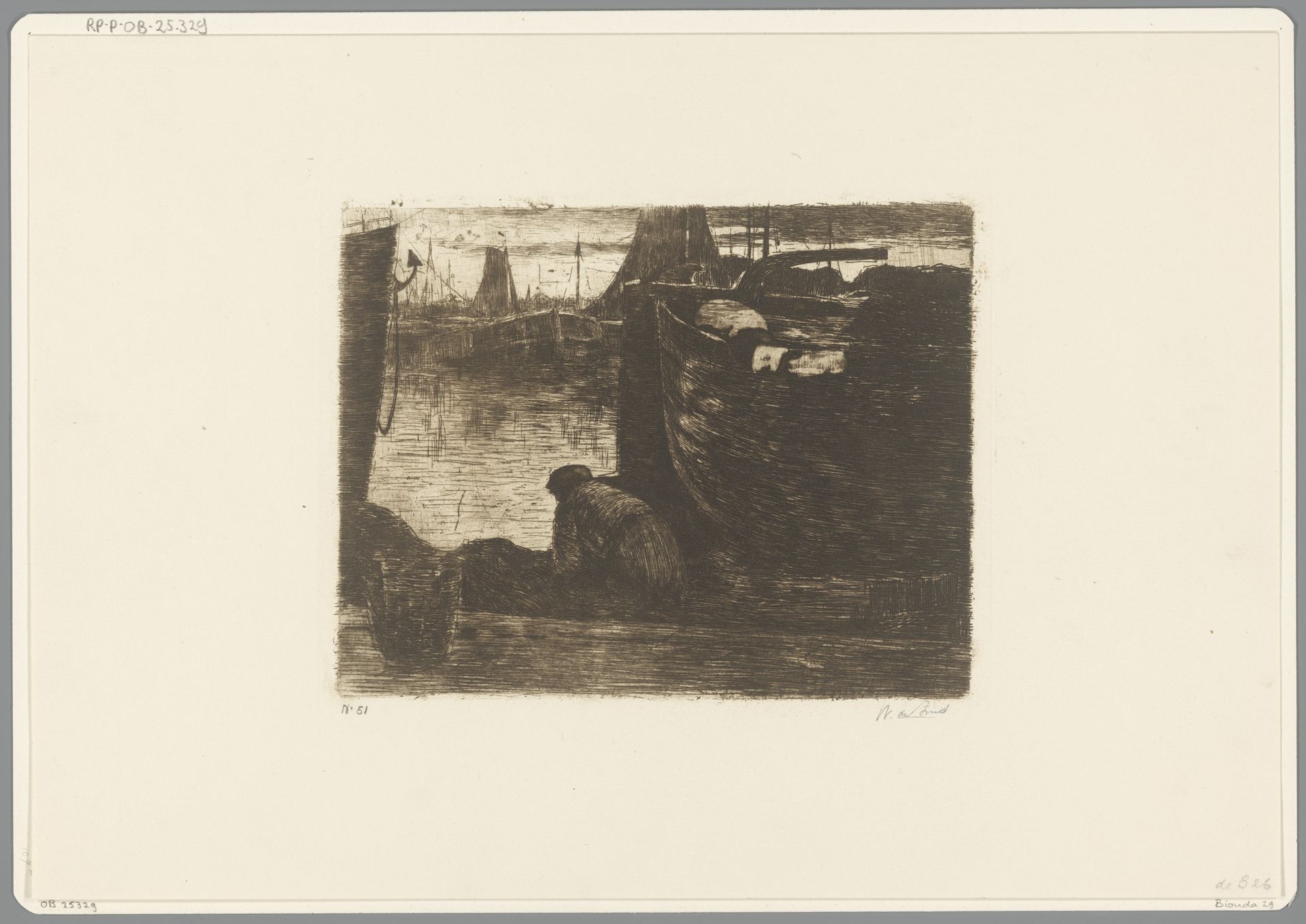 Man aan de kade van een haven by Willem de Zwart