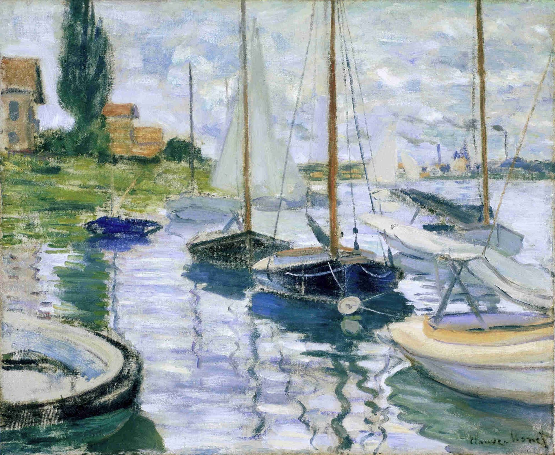 Boats at rest, at Petit-Gennevilliers by Claude Monet