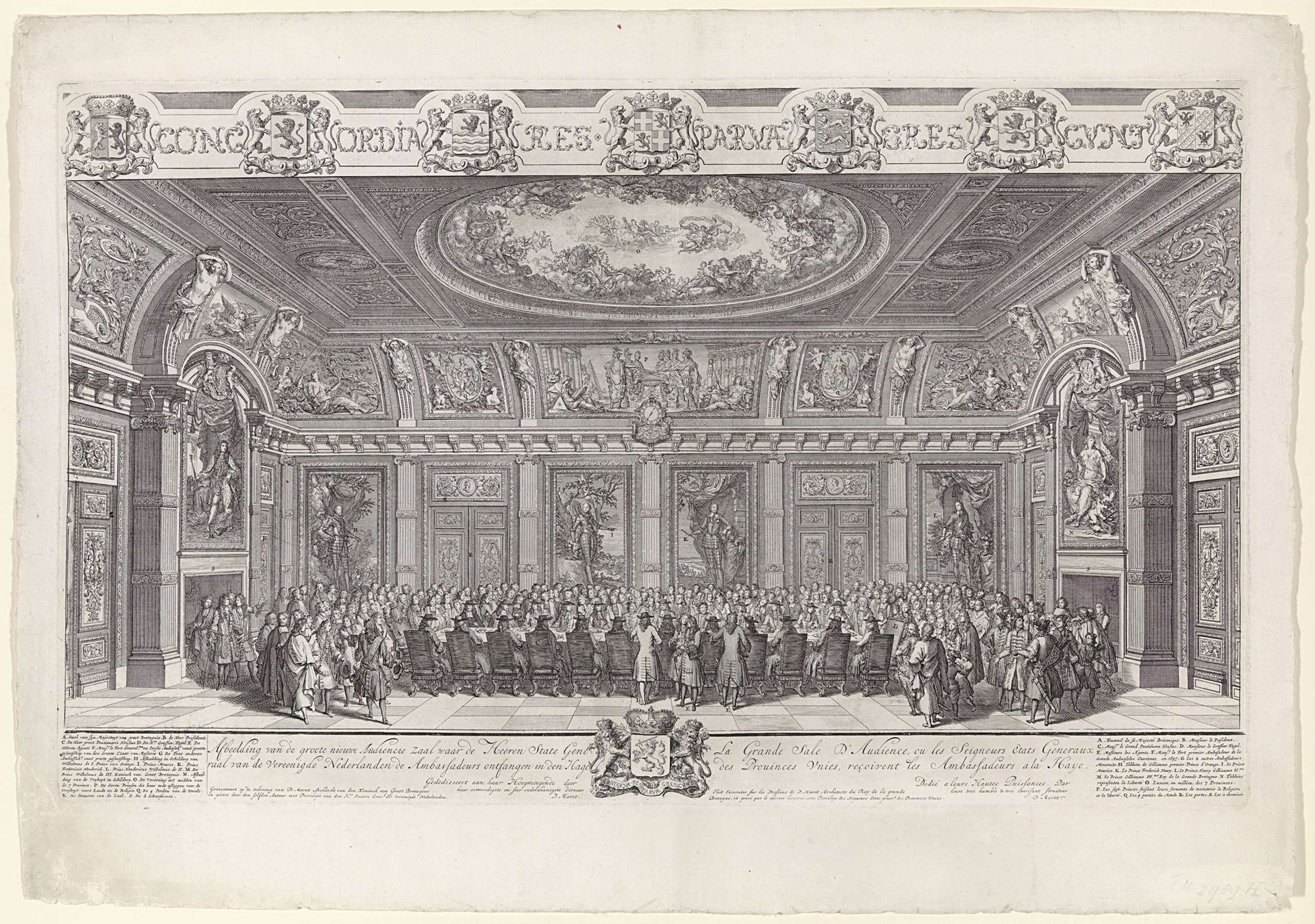 De opening van de nieuwe audiëntiezaal van de Staten-Generaal (Trêveszaal), 1697 by Daniël (I) Marot