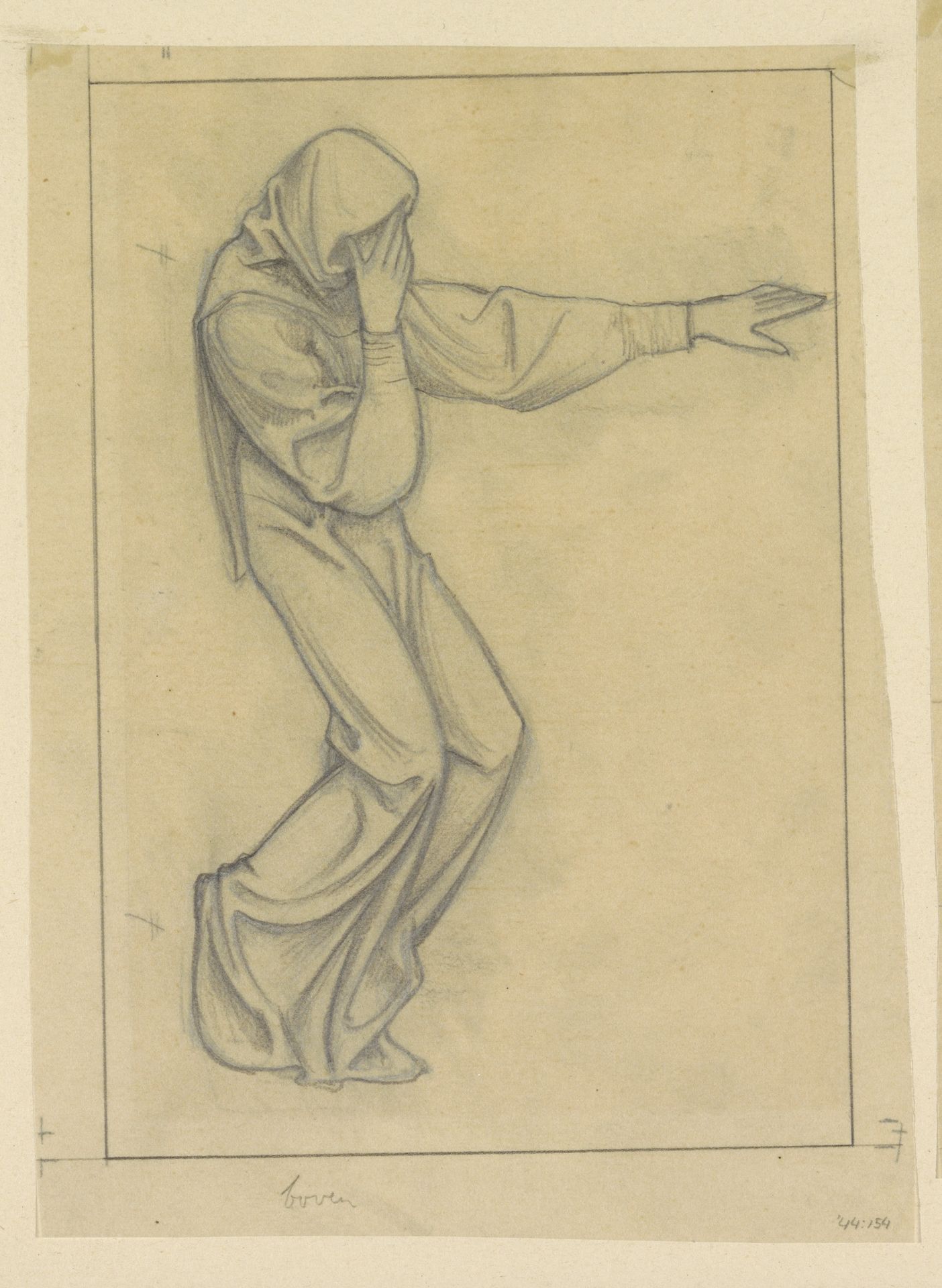 Ontwerp voor wandschildering in de Beurs van Berlage: staande figuur, wijzend naar rechts by Antoon Derkinderen