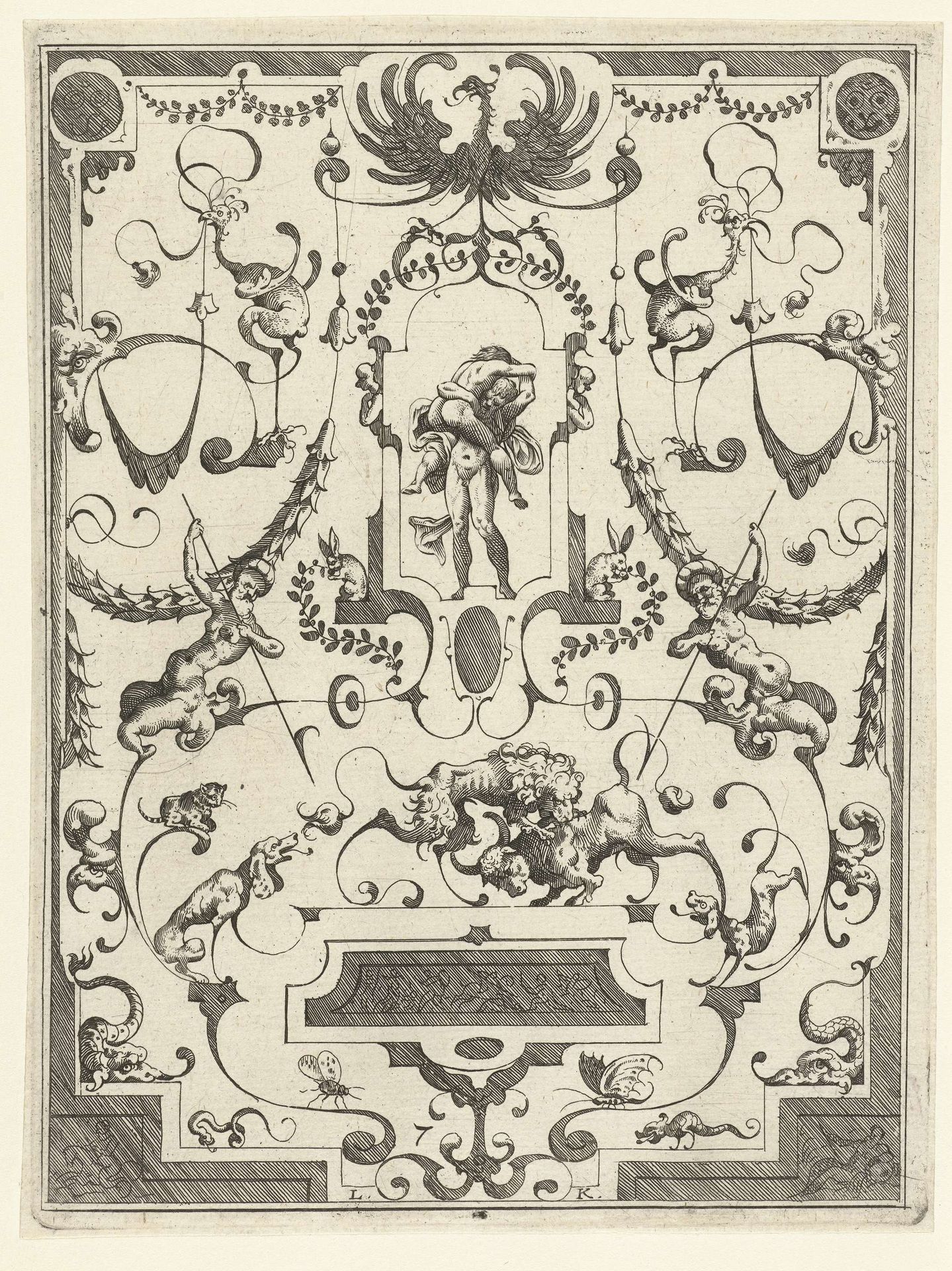 Vlakdecoratie met grotesken by Lucas Kilian