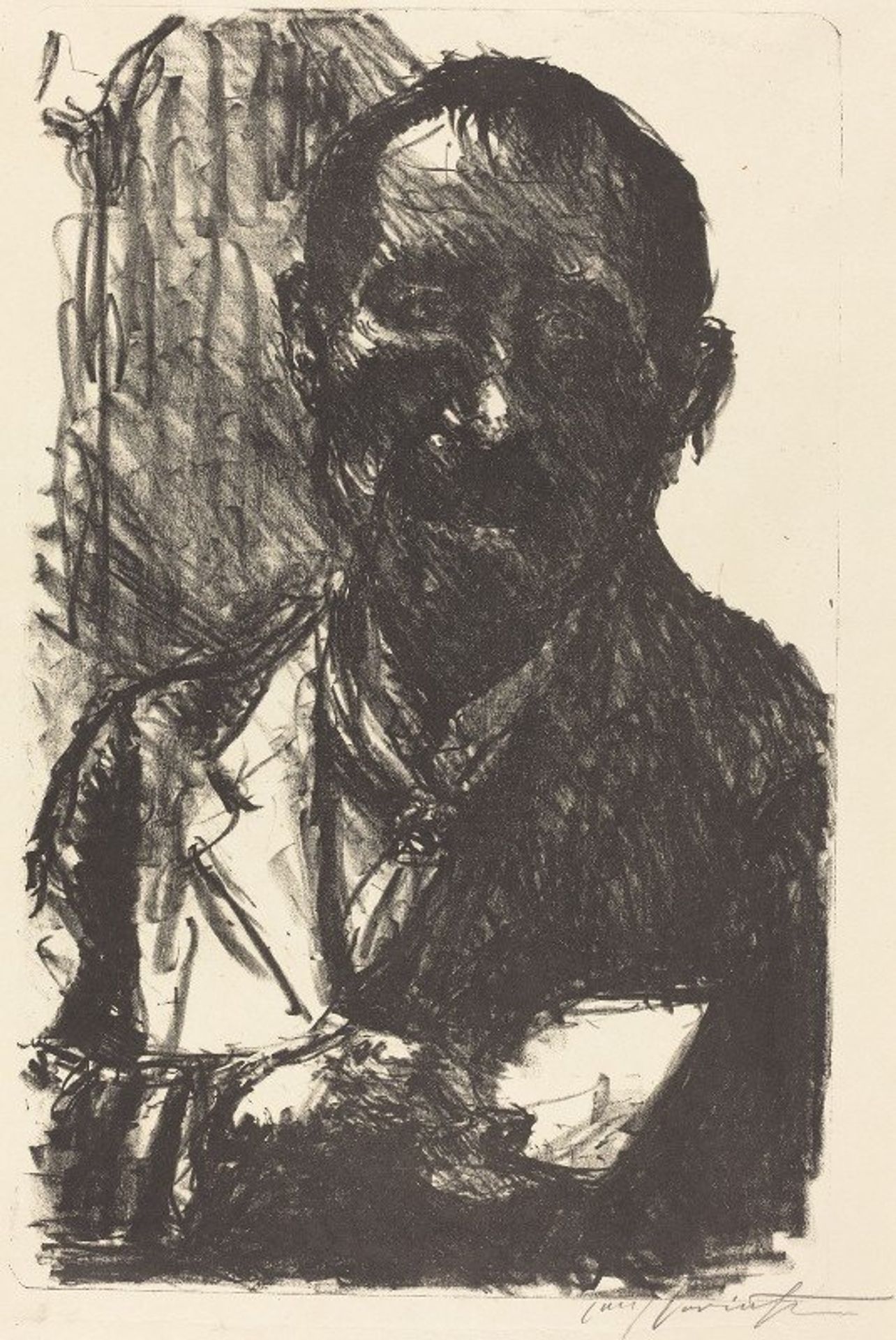 Self-Portrait Sketching by Lovis Corinth