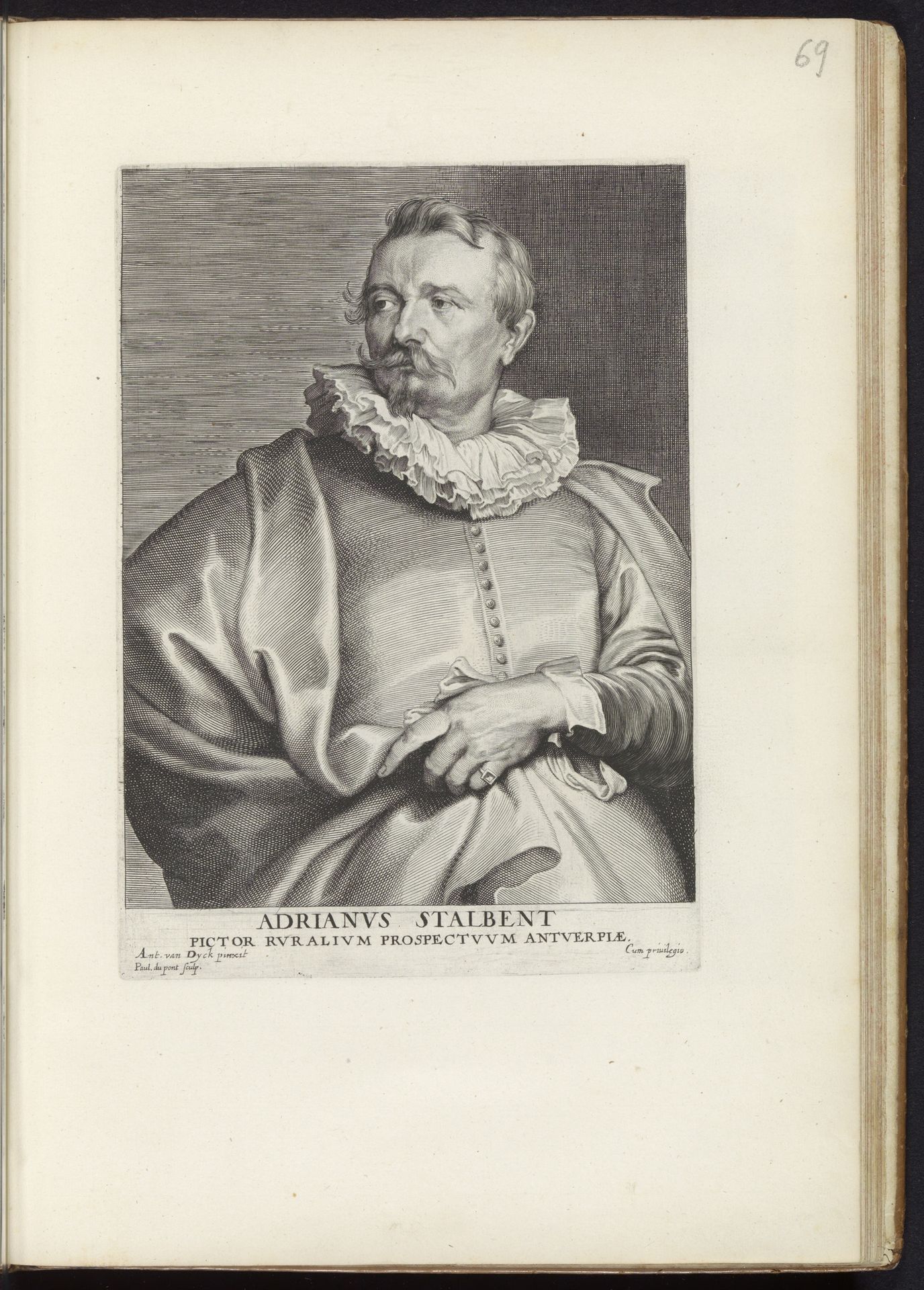 Portret van de schilder Adriaen van Stalbemt by Paulus Pontius