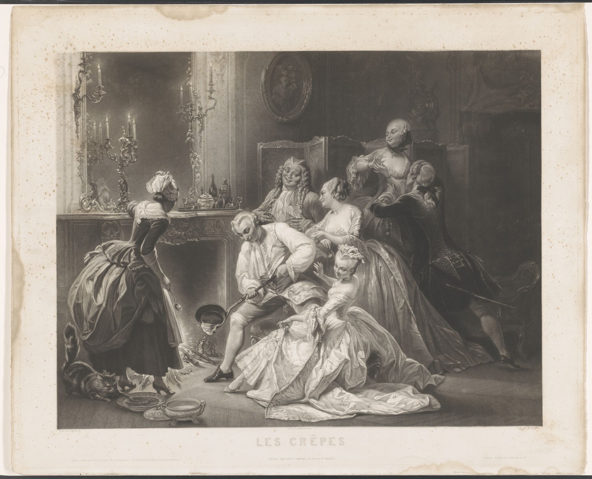Elegant gezelschap bakt pannenkoeken by Alexandre Vincent Sixdeniers