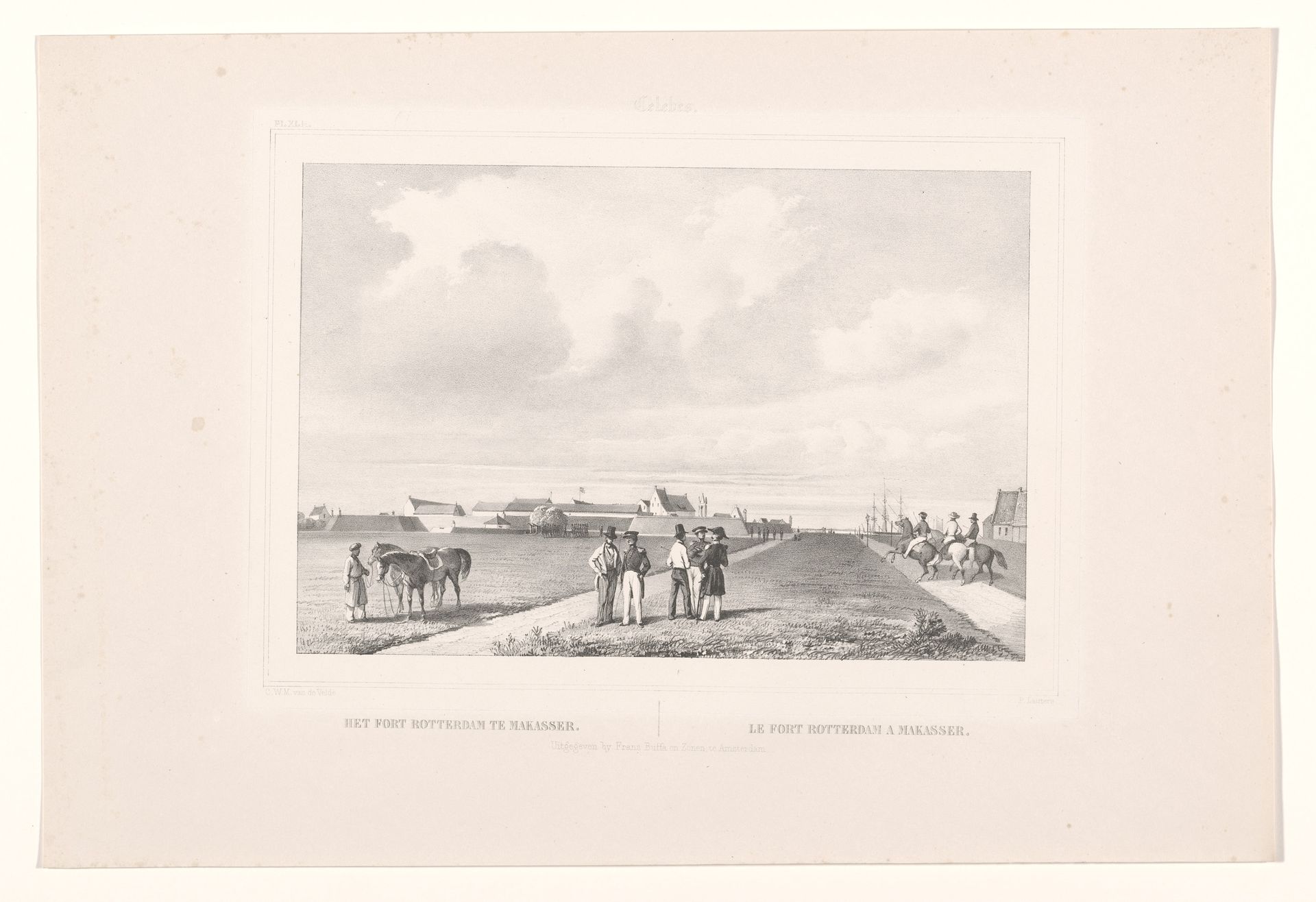 Gezicht op fort Rotterdam in Makasser by Paulus Lauters