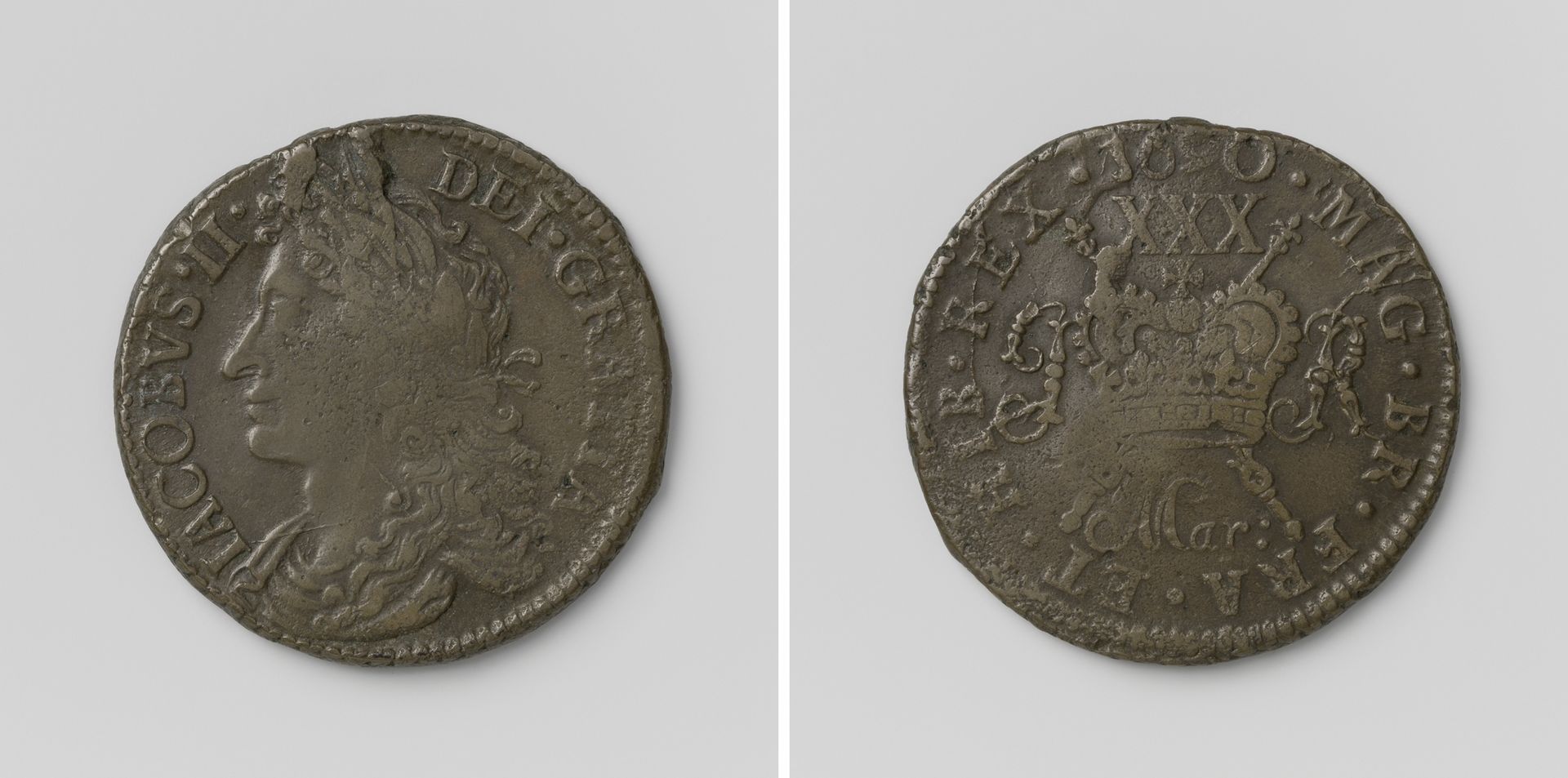 Halve crown, noodmunt van Jacobus II, koning van Engeland, uit maart 1690 by Anonymous