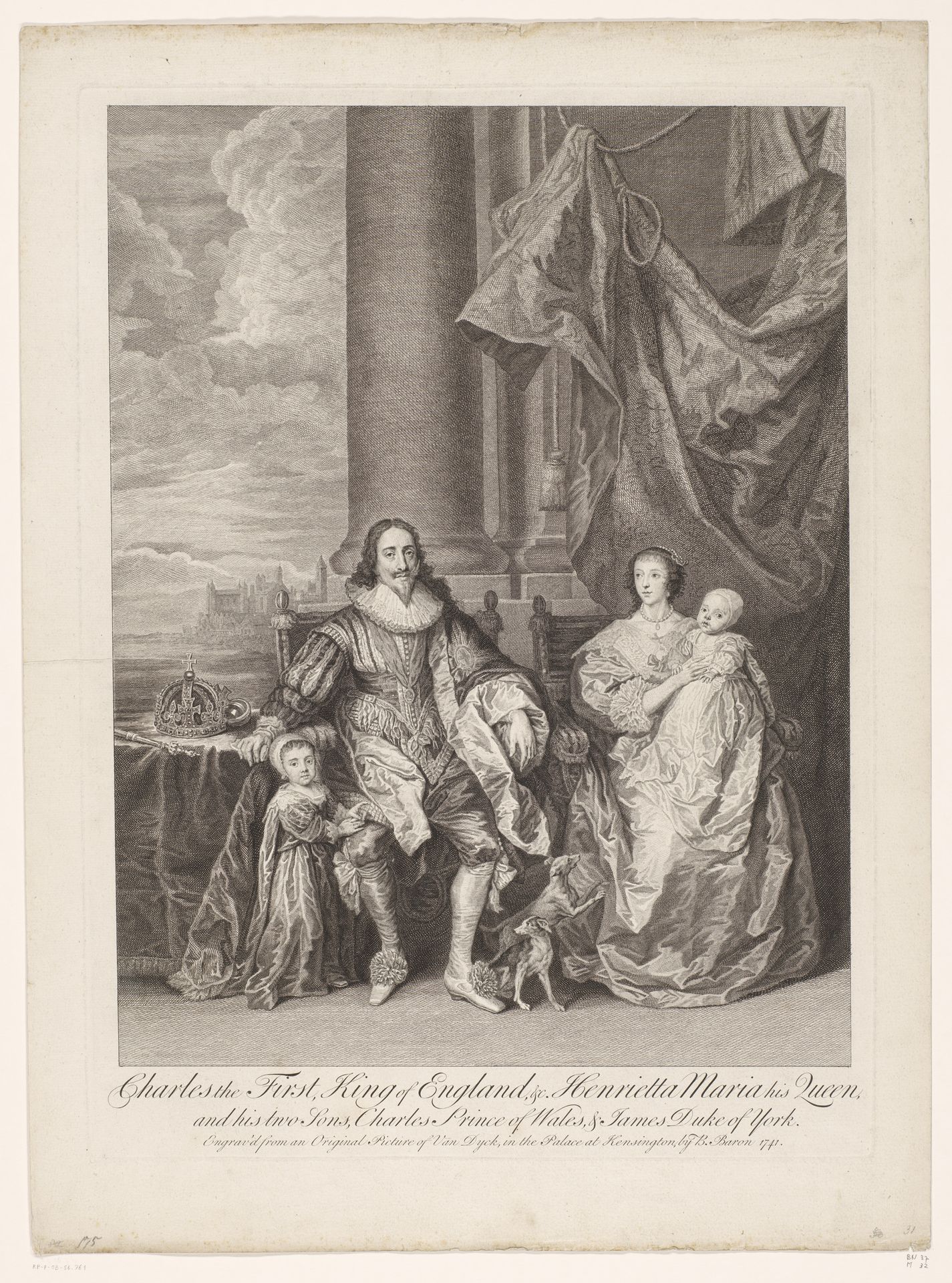 Portret van Koning Karel I van Engeland en koningin Henriëtta Maria van Frankrijk met hun zonen Charles en James by Bernard Baron