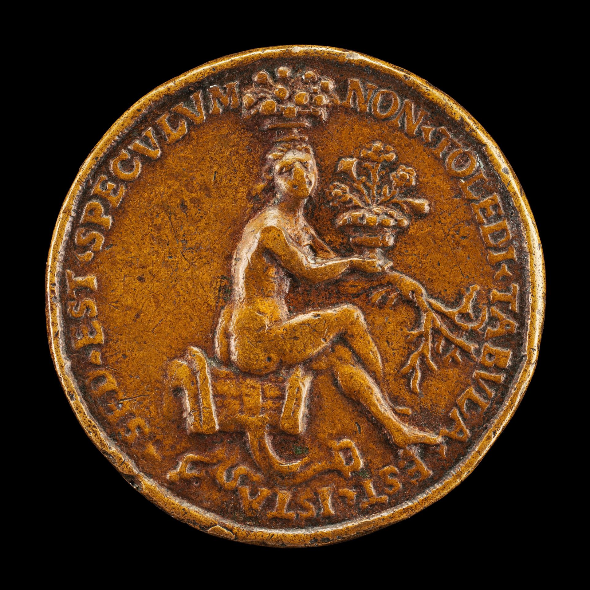 Woman Sitting on a Saddle [reverse] by Medalist of 1518