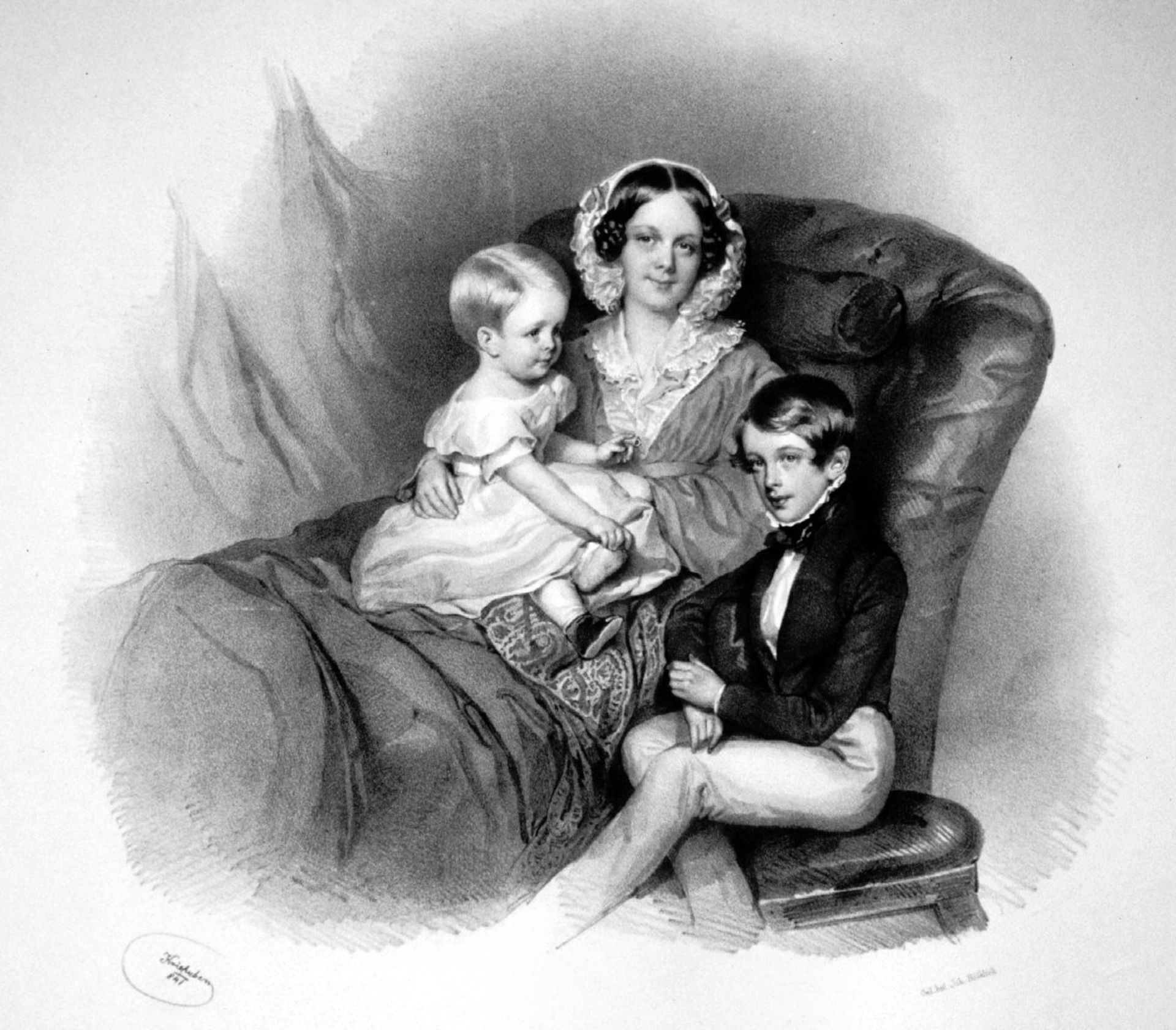 Aloisia Eleonore Schönburg-Hartstein With children by Josef Kriehuber