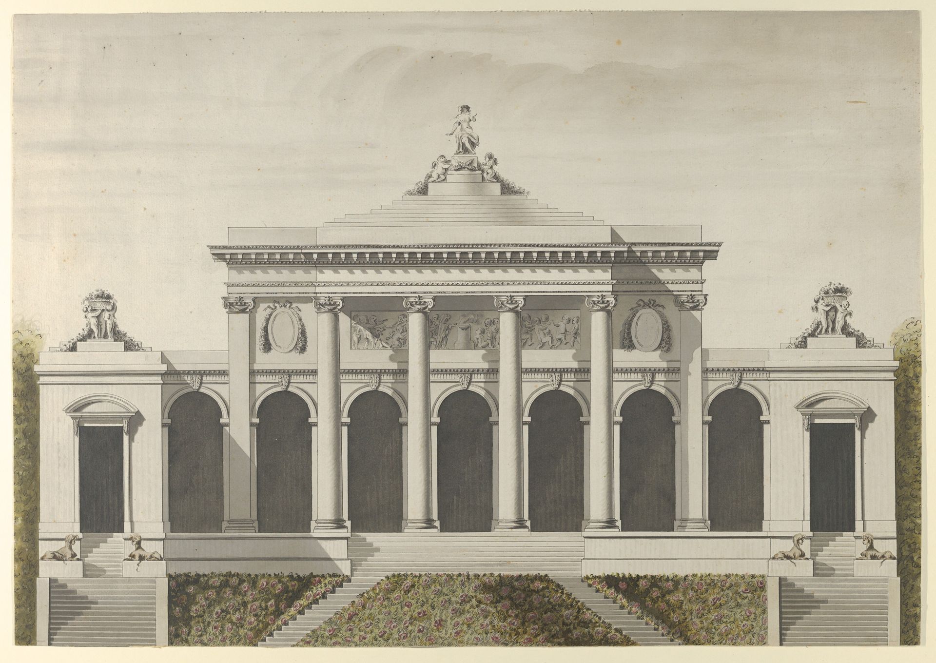 Elevation for the Garden-Front of the Hotel de Brunoy, Faubourg St. Honoré, Paris by Etienne Louis Boullée