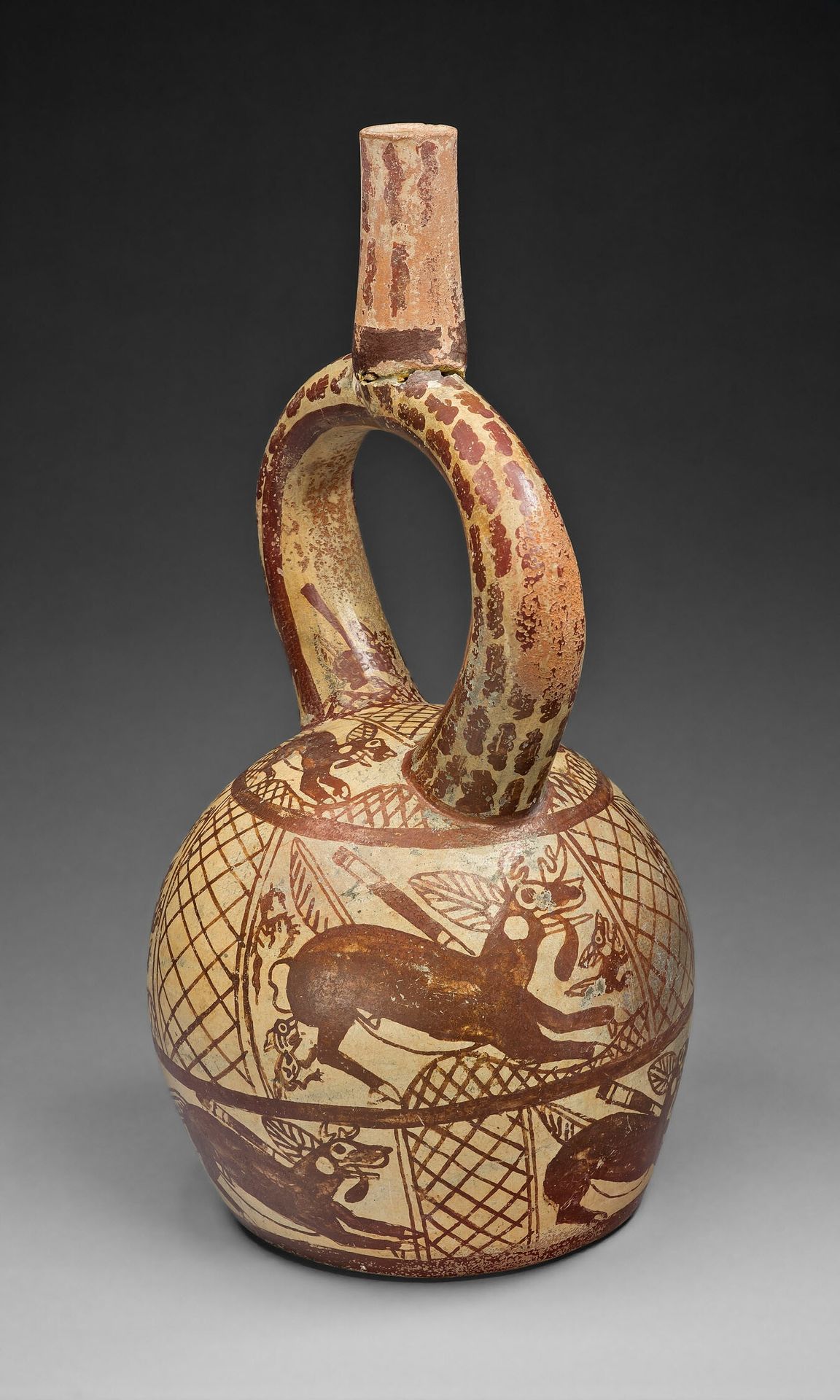 Stirrup Spout Vessel Depicting a Deer Hunt by Moche