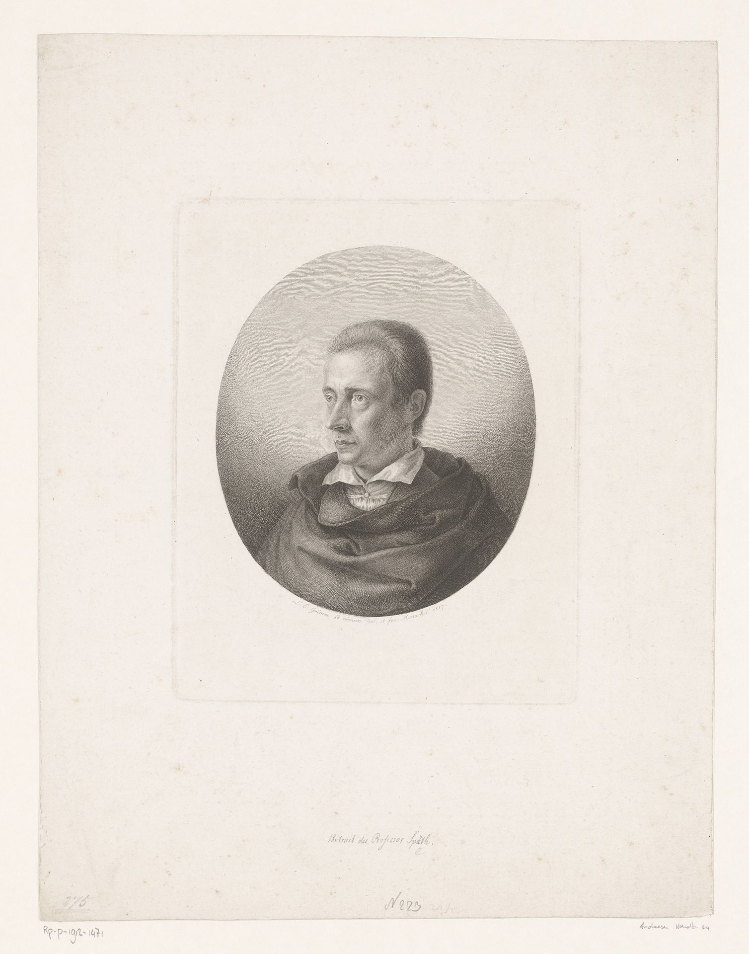 Portret van Balthasar Speth by Ludwig Emil Grimm