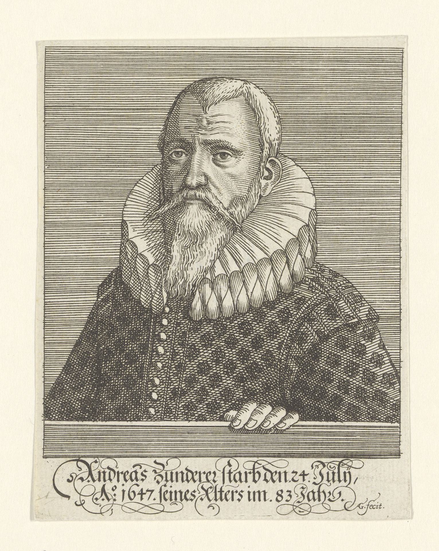 Portret van Andreas Zunderer by Andreas Gulden