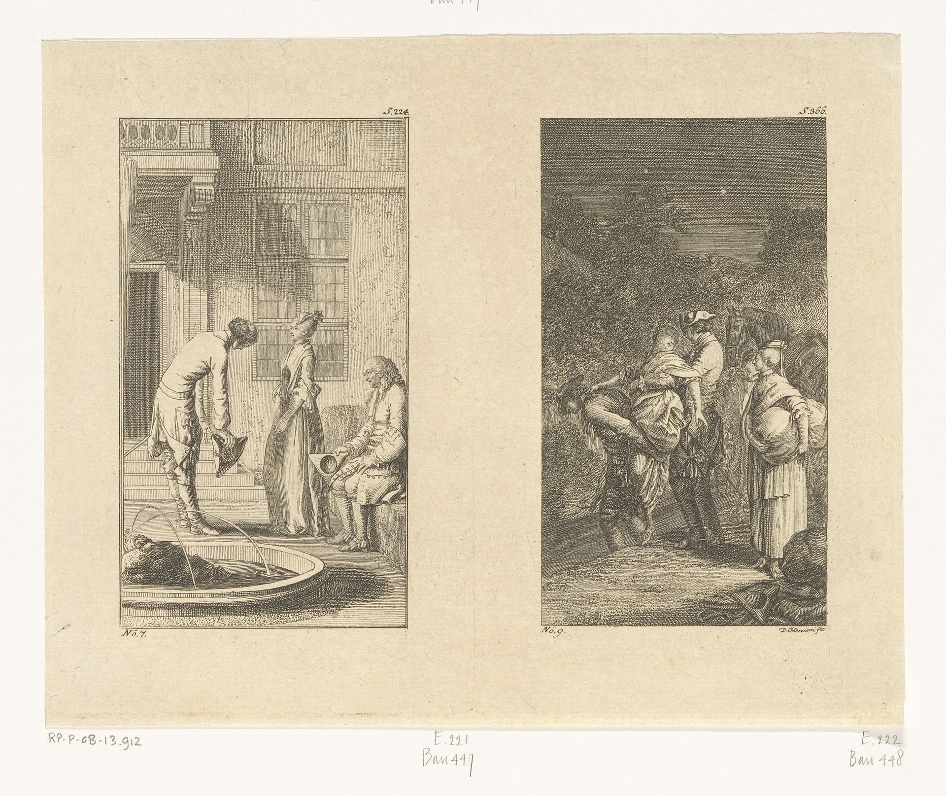 Twee scènes uit Leben, Bemerkungen und Meinungen Johann Bunkels by Daniel Nikolaus Chodowiecki
