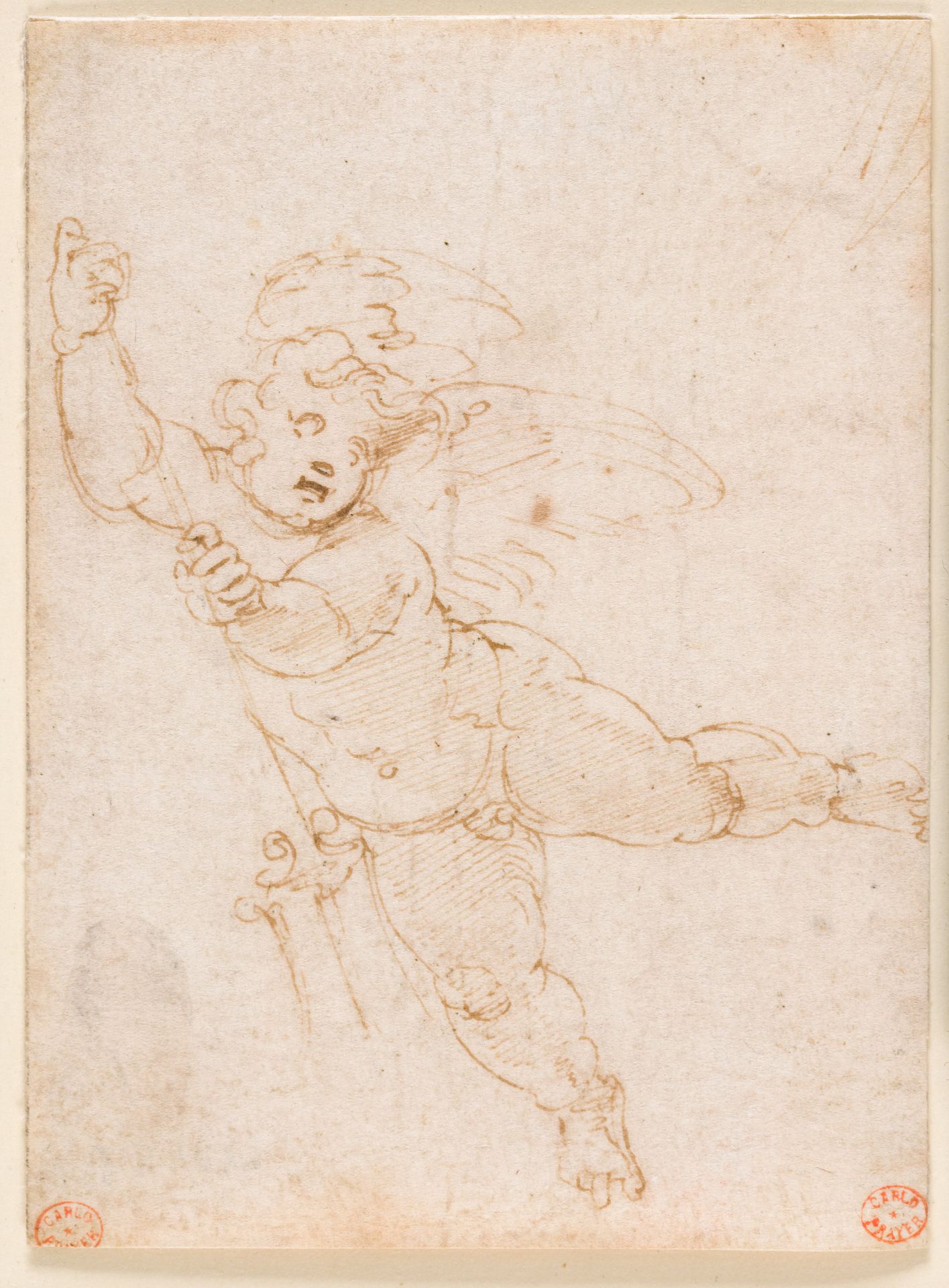 Winged putto with a trident by Battista Franco