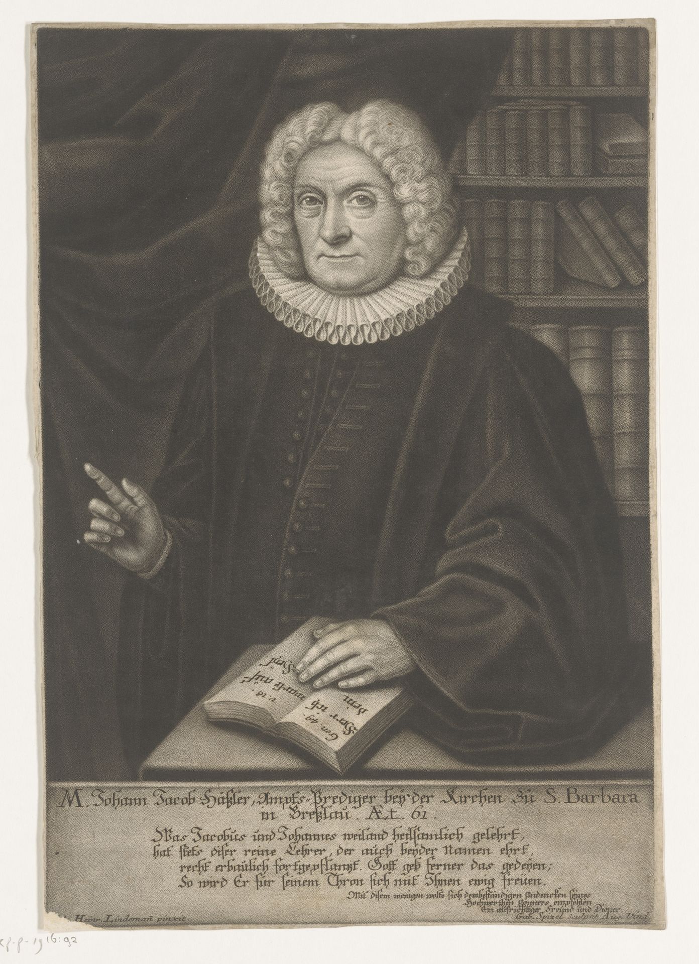 Portret van Johann Jacob Hässler by Gabriel Spitzel