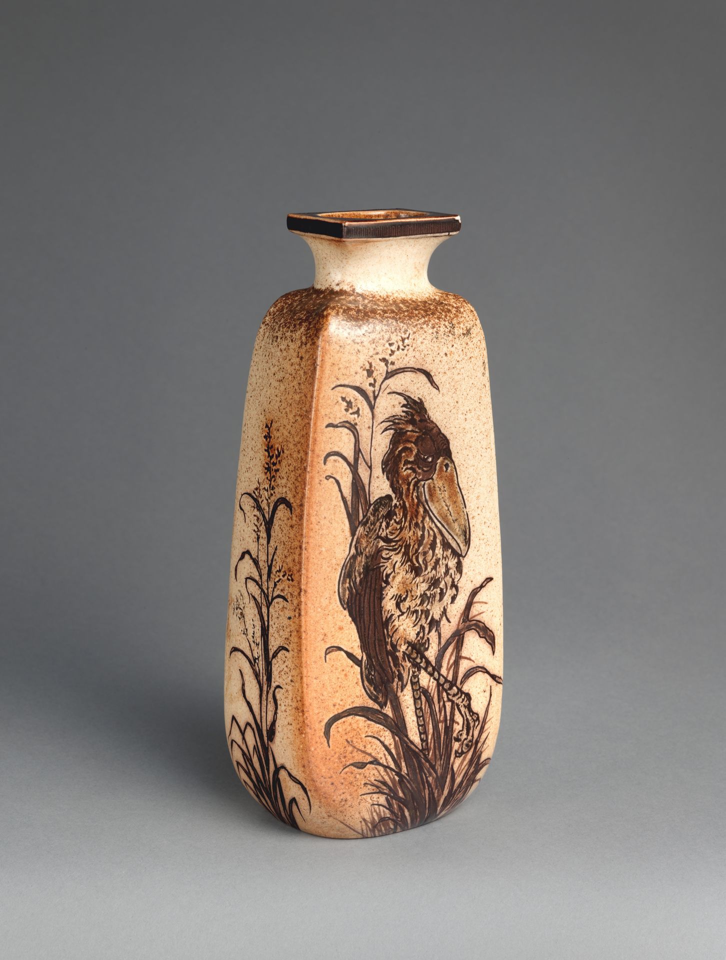 Bottle vase with birds by R. W. Martin and Brothers