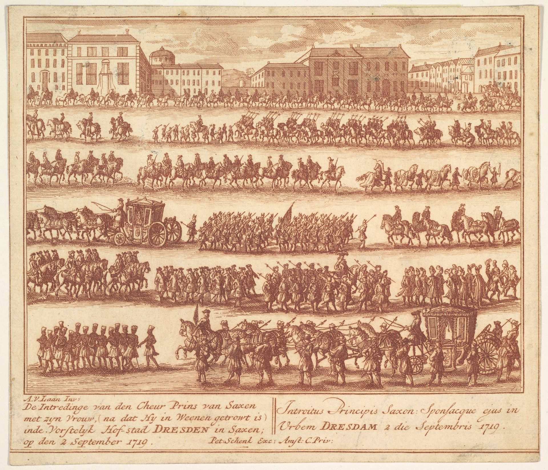 Entry of the Prince of Saxony with his Wife into Dresden on September 2, 1719, after their Marriage in Vienna by Adolf van der Laan
