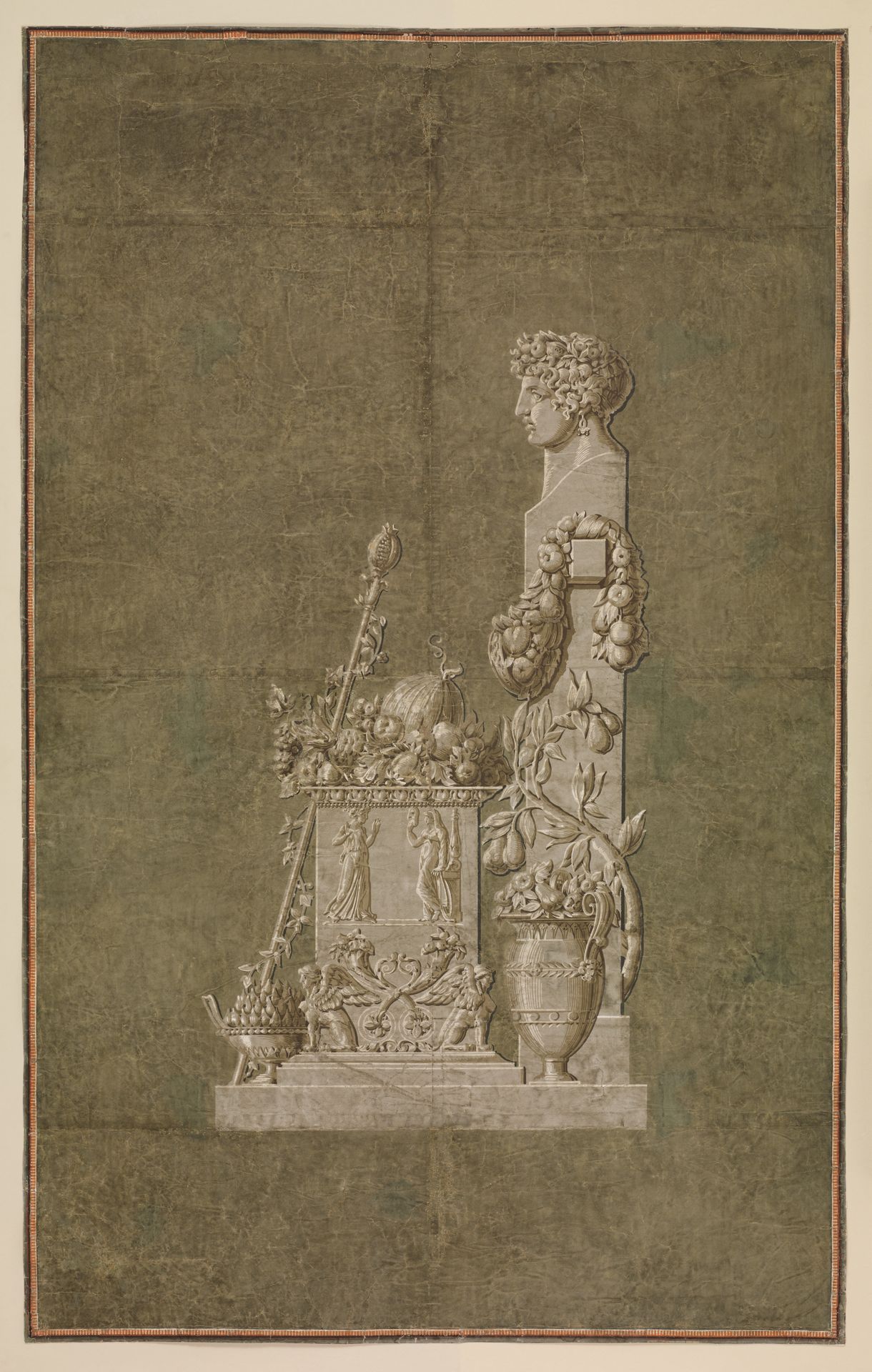 Wallpaper Panel depicting Spring with female herm by Jacquemart et Bénard