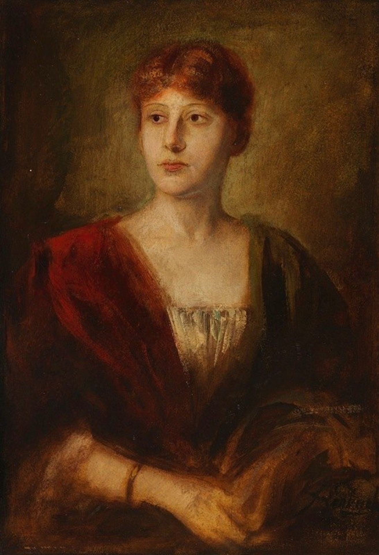 Porträt einer jungen Dame by Franz von Lenbach