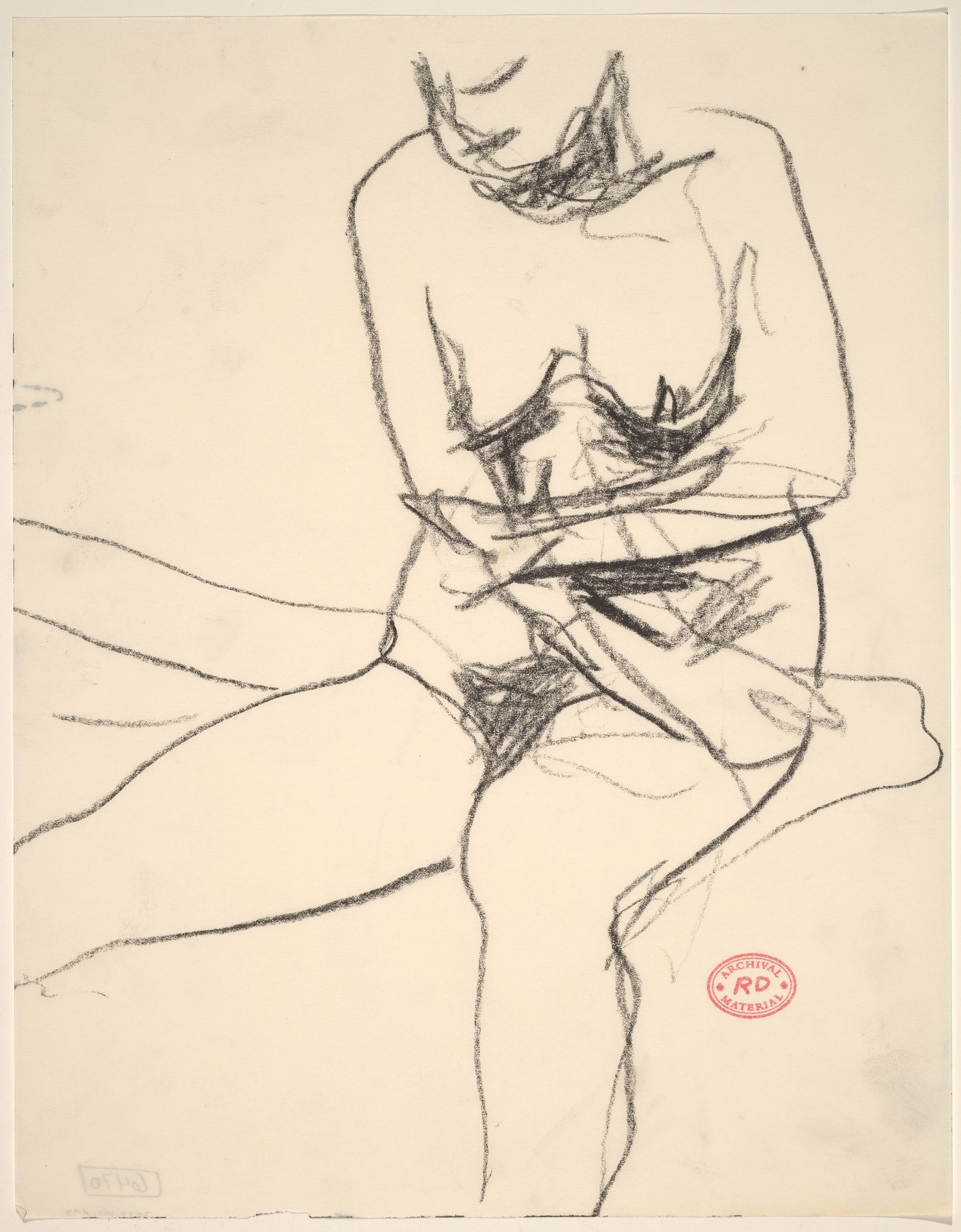 Untitled [seated female nude pulling her arms close to her body] by Richard Diebenkorn