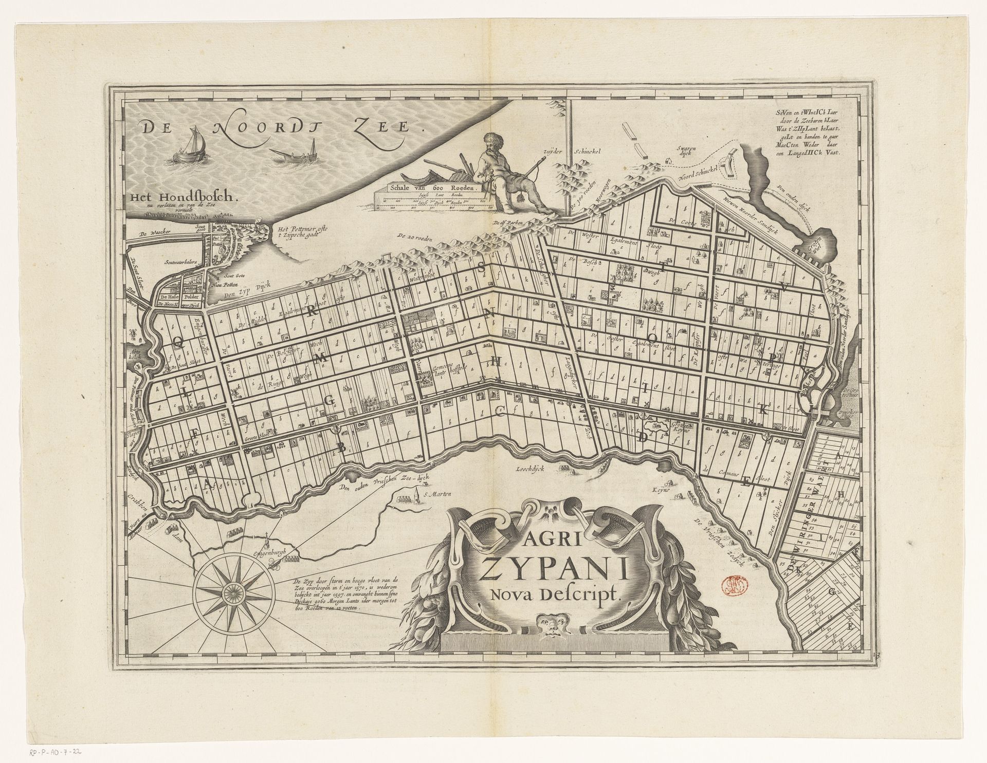 Kaart van de Zijpe- en Hazepolder by Pieter van der Keere