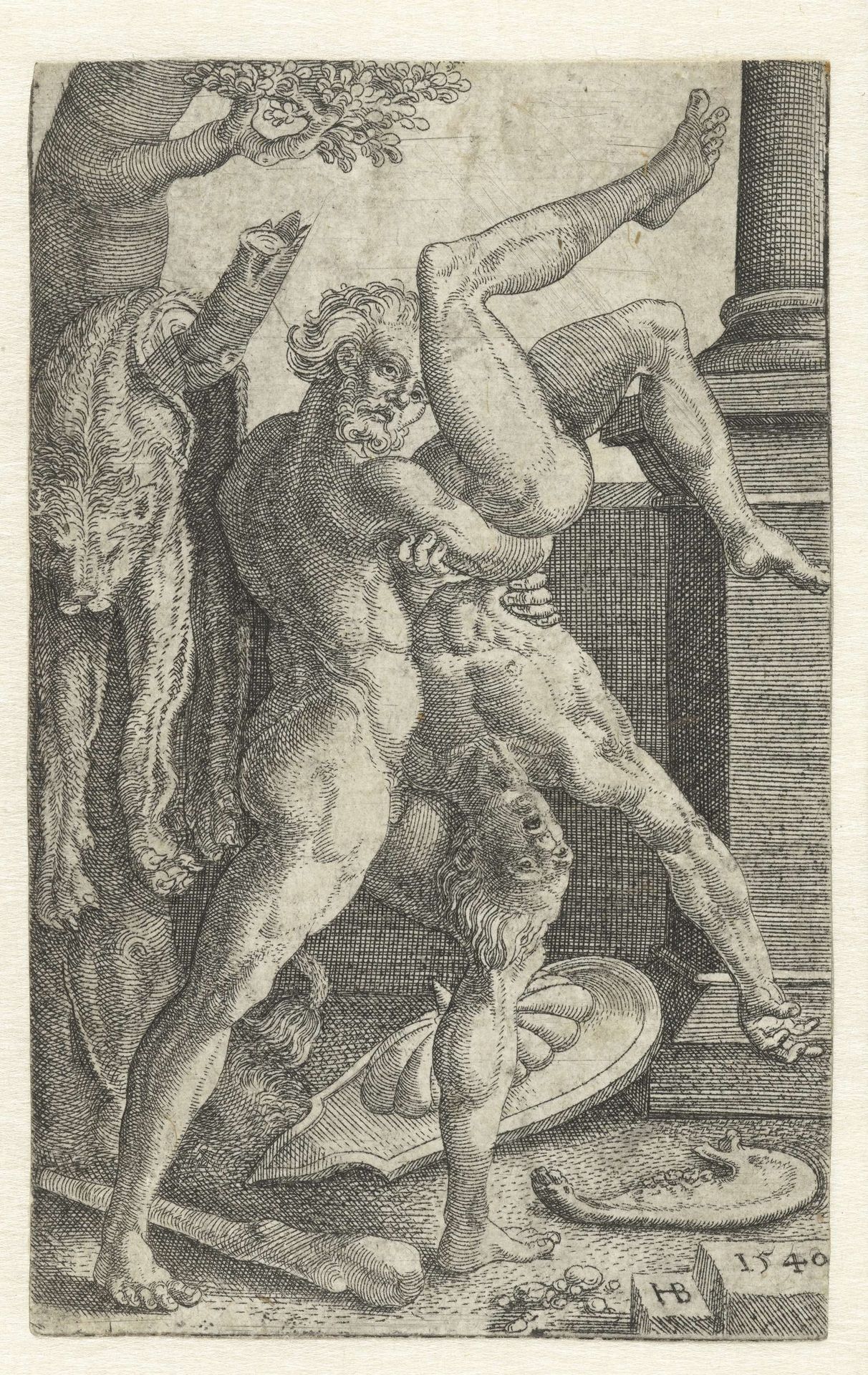 Hercules doodt Antaeus by Hans Brosamer