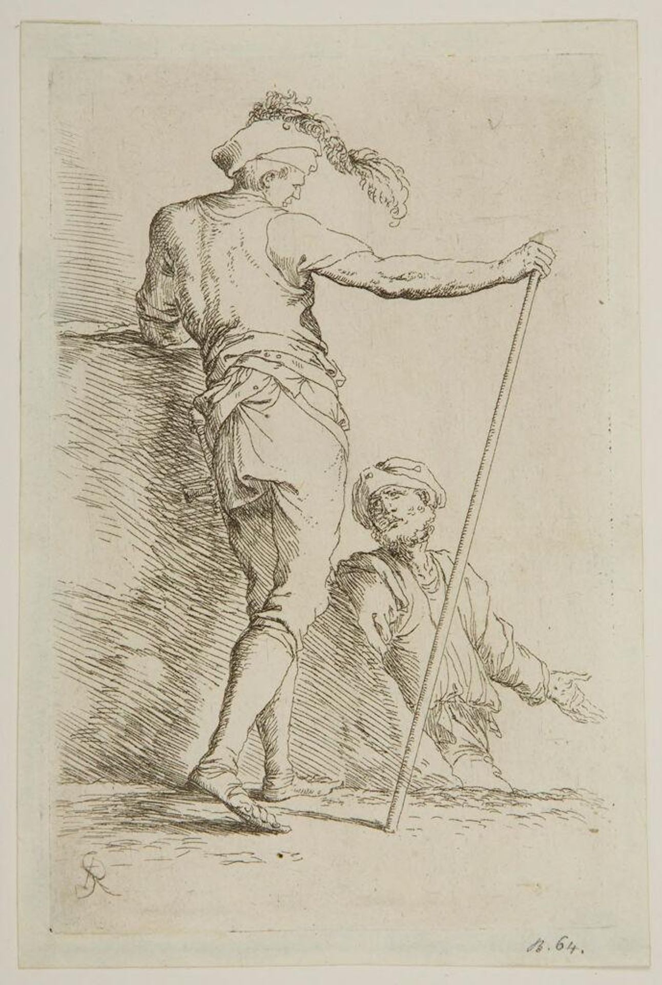 Soldier Standing on a Platform and Speaking with a Man by Salvator Rosa